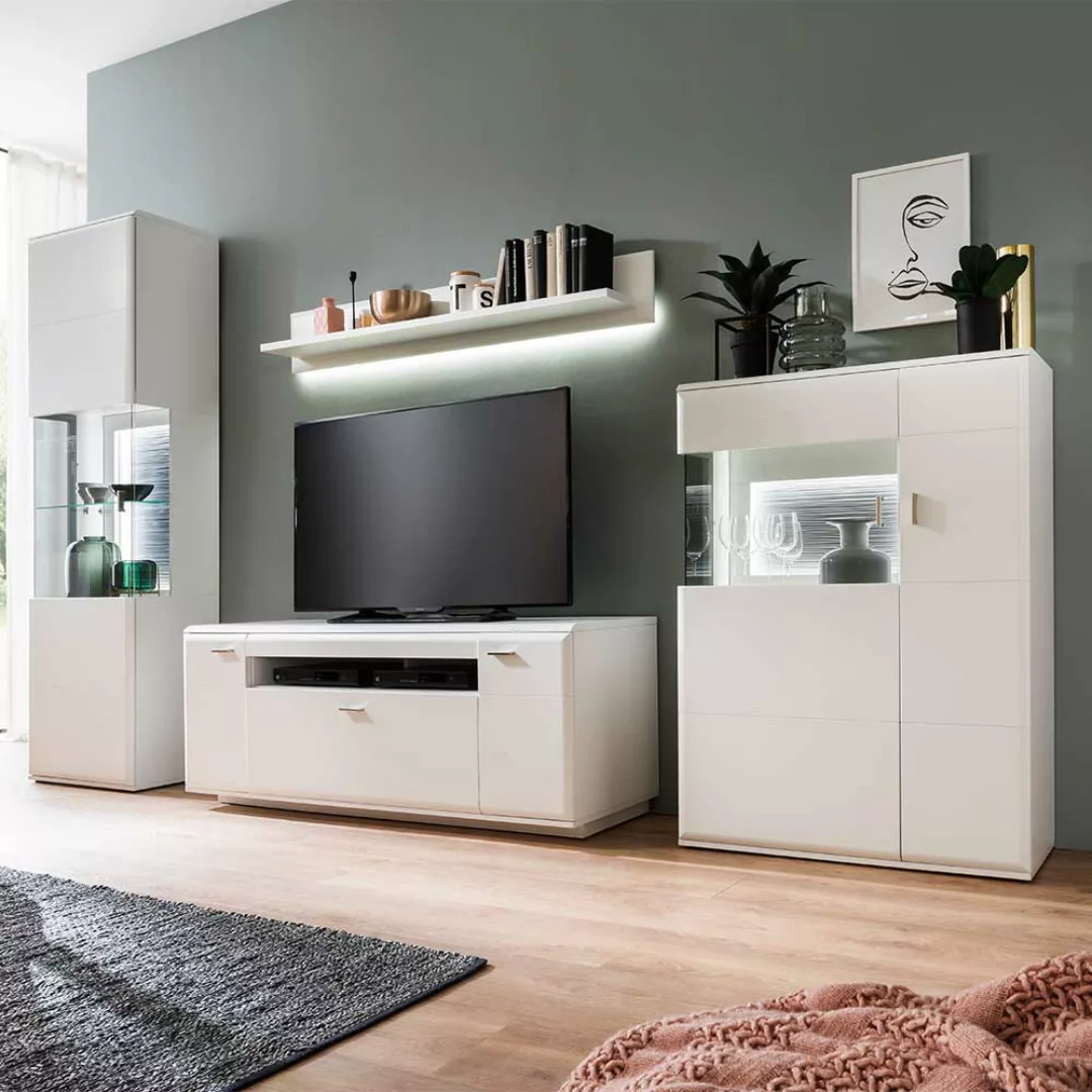 Moderne Wohnwand in Weiß und Anthrazit 300 cm breit (vierteilig) günstig online kaufen