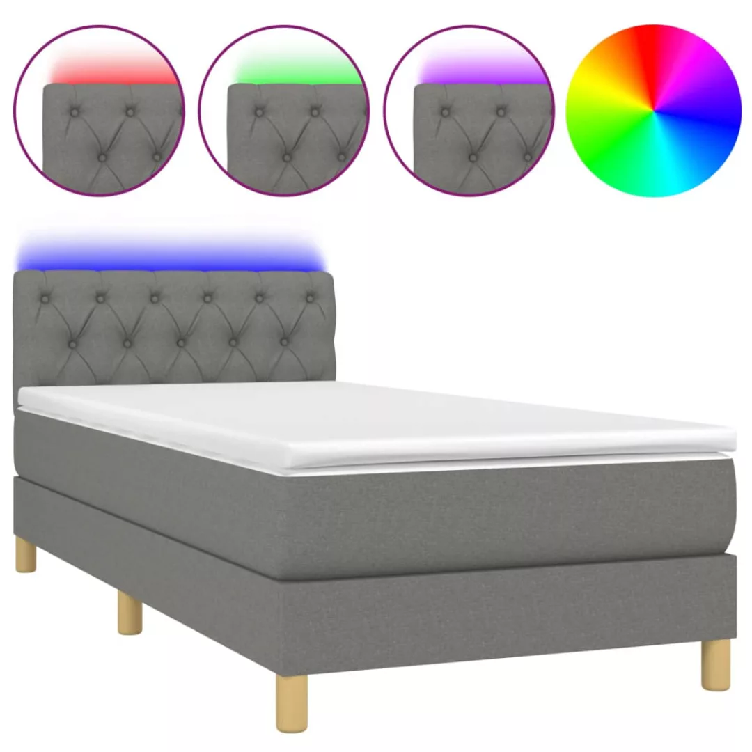 Vidaxl Boxspringbett Mit Matratze & Led Dunkelgrau 80x200 Cm Stoff günstig online kaufen