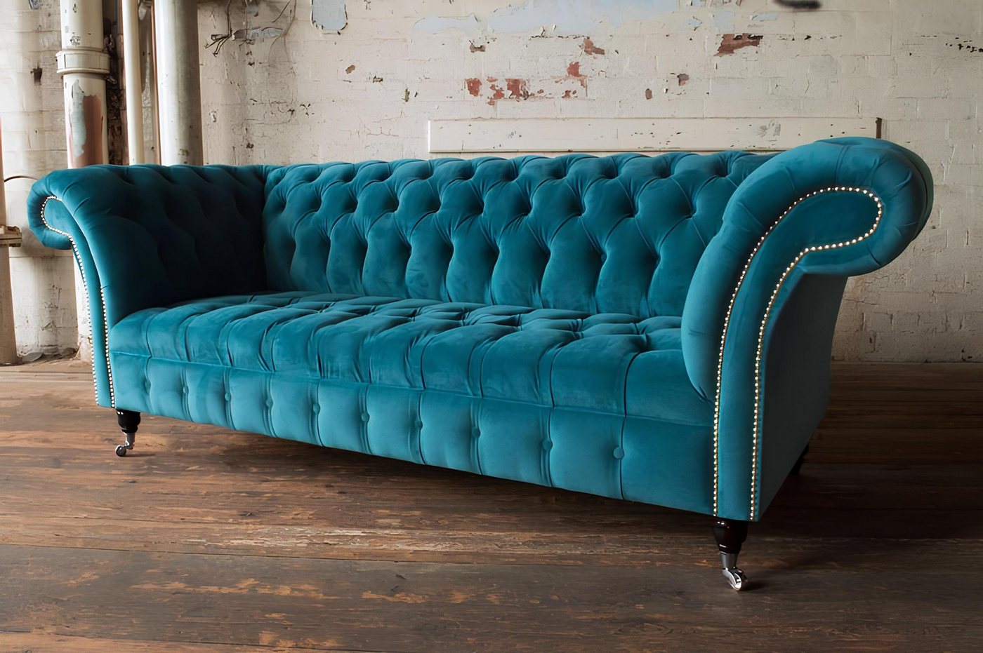 Xlmoebel Sofa 3-Sitzer Sofa in Türkis mit Chesterfield-Design, gepolstertes günstig online kaufen