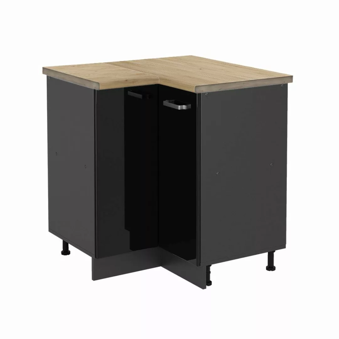 Vicco Eckunterschrank R-Line, Schwarz Hochglanz/Anthrazit, 75.6 günstig online kaufen