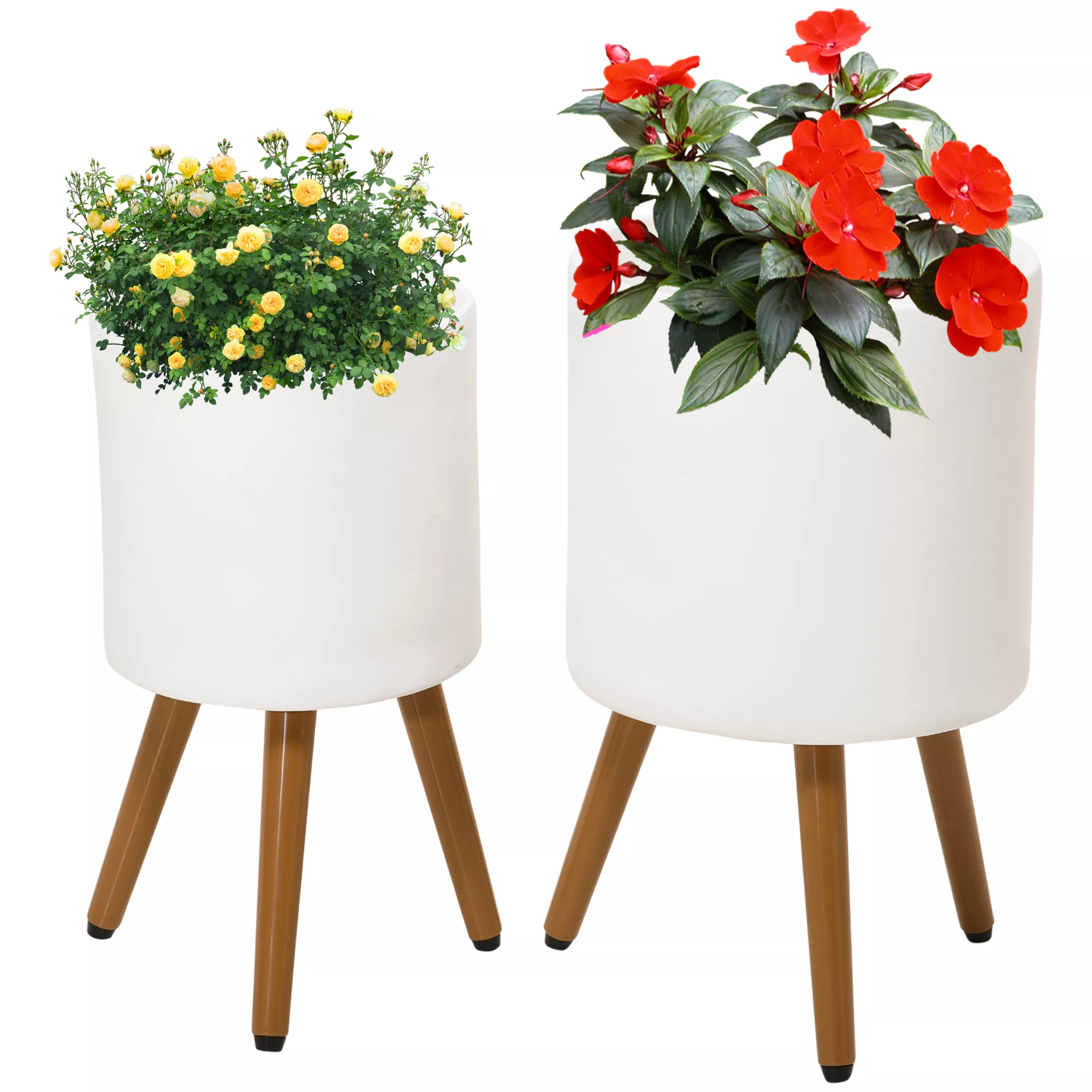 Outsunny Pflanztöpfe 2er-Set  Blumentöpfe mit abnehmbaren Füßen & Ablauflöc günstig online kaufen