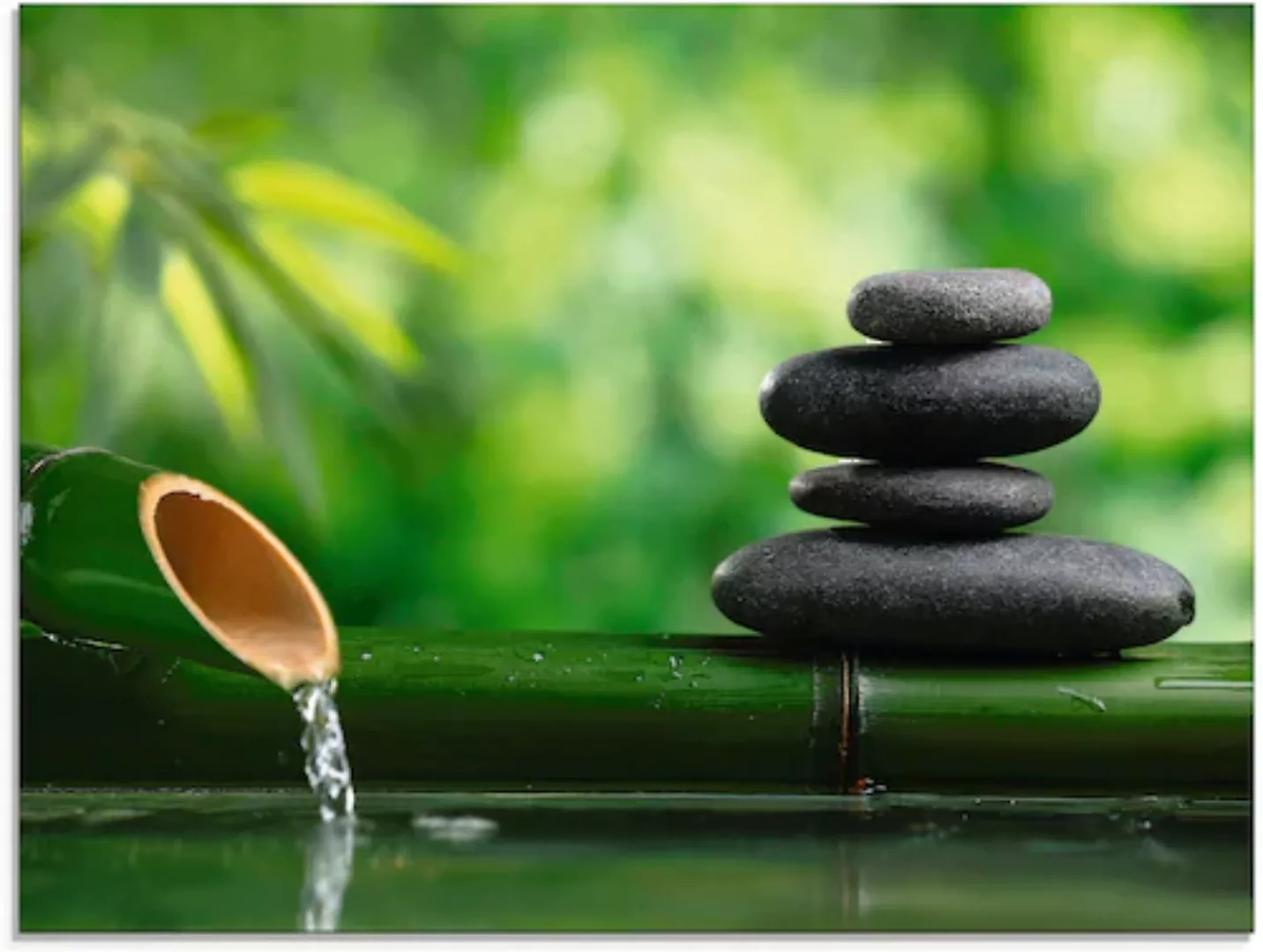 Artland Glasbild »Bambusbrunnen und Zen-Stein«, Zen, (1 St.) günstig online kaufen