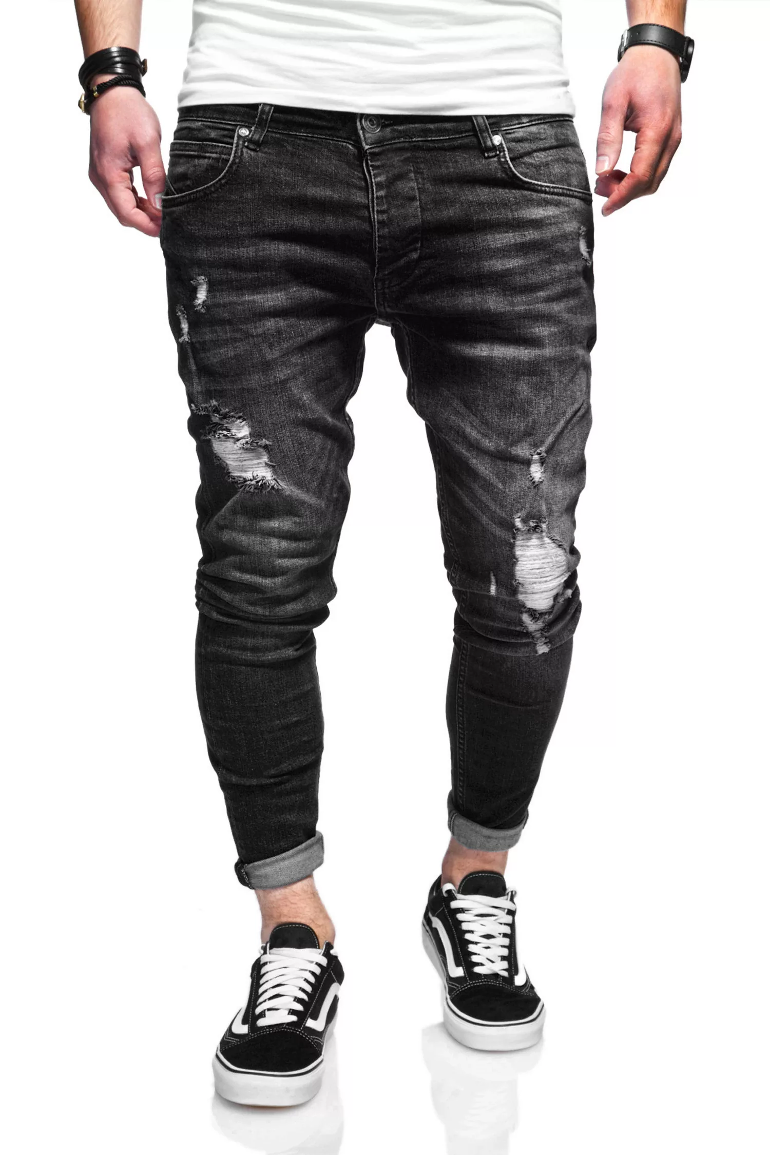 behype Slim-fit-Jeans "ODIN", mit Destroyed-Parts günstig online kaufen