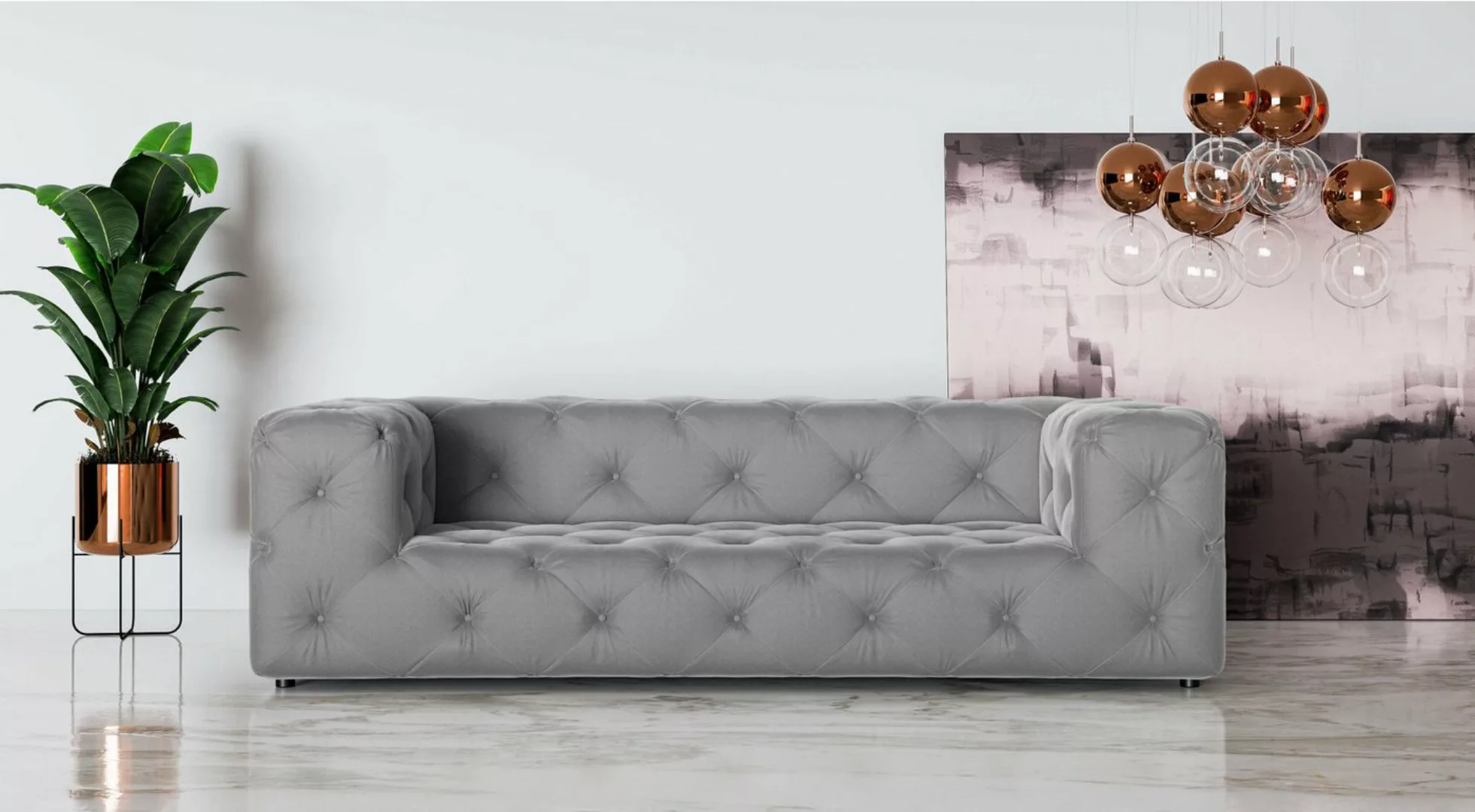 Places of Style 3-Sitzer FOLLINA, 3-Sitzer Sofa mit klassischer Chesterfiel günstig online kaufen