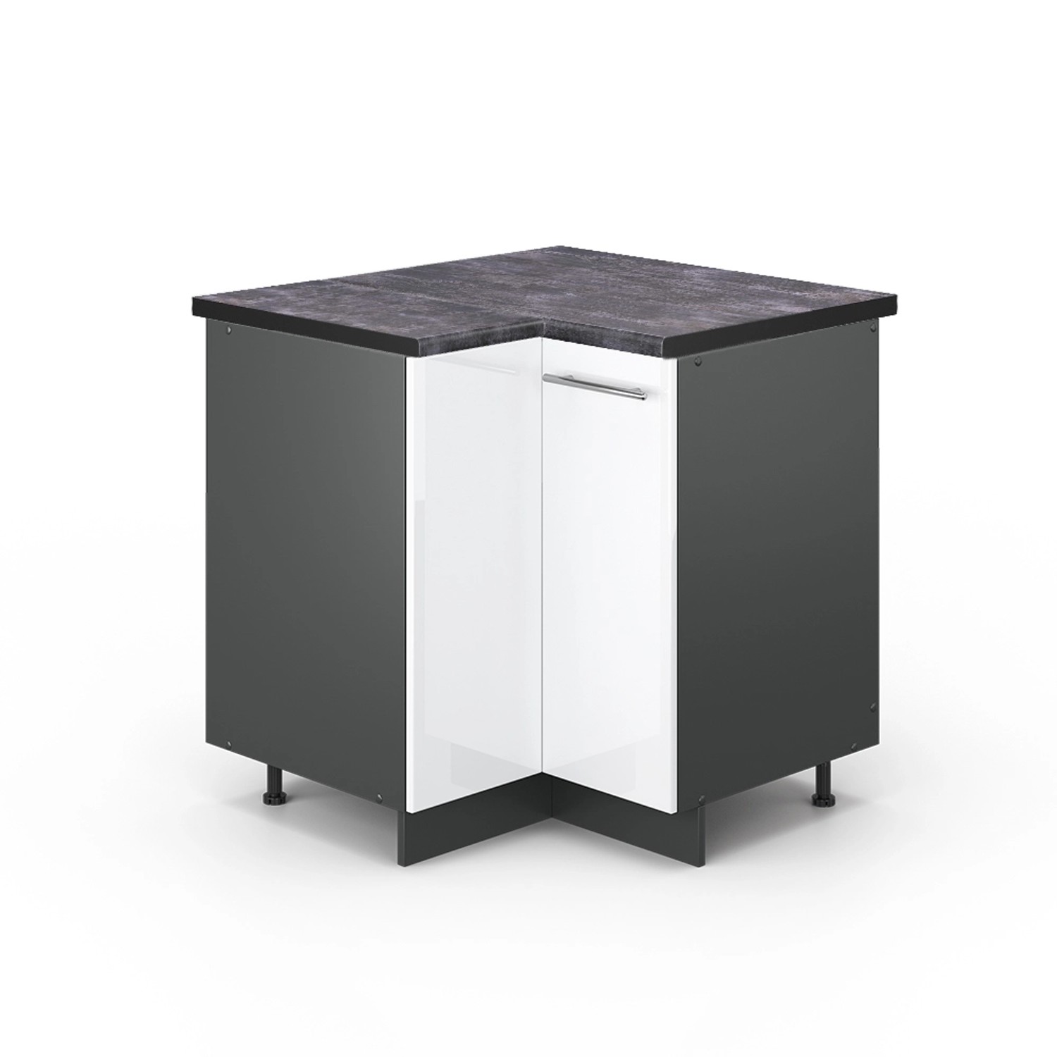 Vicco Eckunterschrank Fame-Line, Weiß Hochglanz/Anthrazit, 80.5 günstig online kaufen