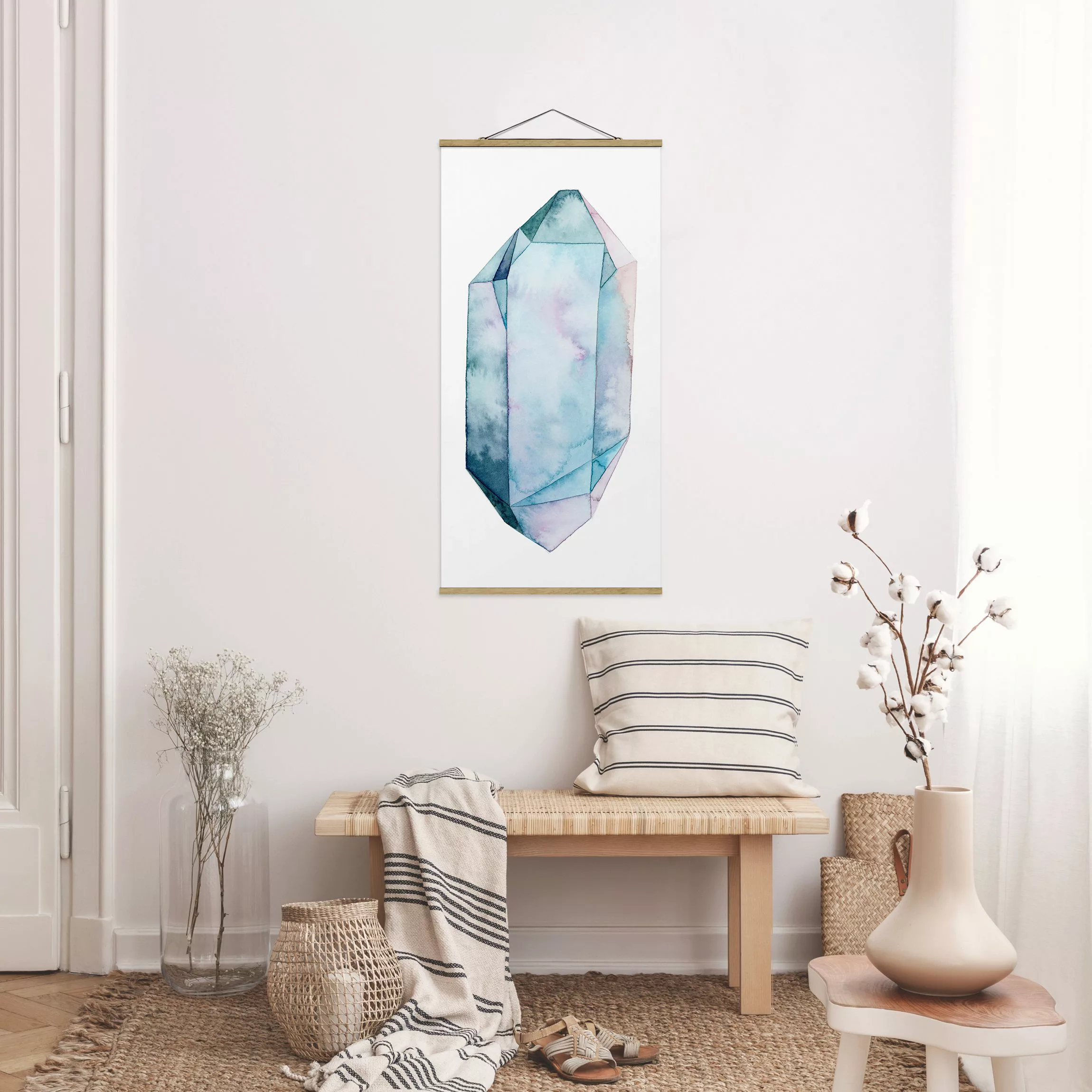 Stoffbild Aquarell mit Posterleisten - Hochformat Edelstein in Dämmerung I günstig online kaufen