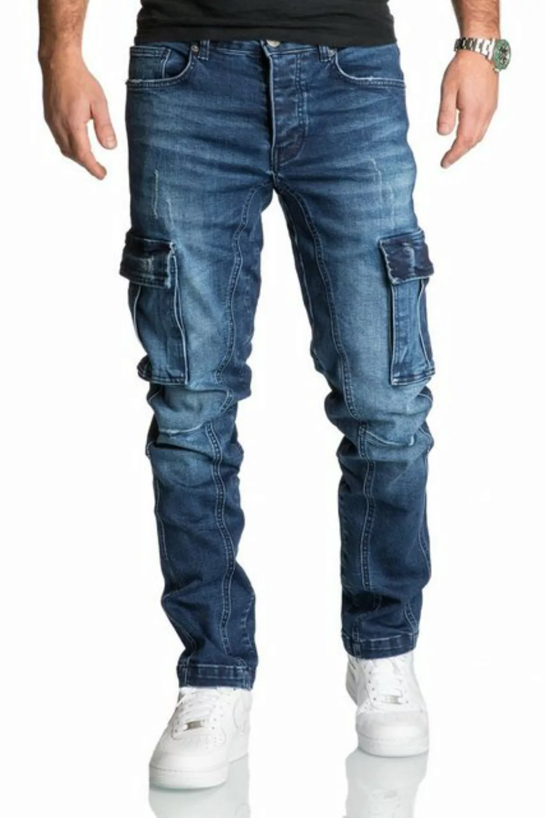 REPUBLIX Straight-Jeans Jeans Hose Herren Regular Fit Denim Cargo Jeans Hos günstig online kaufen