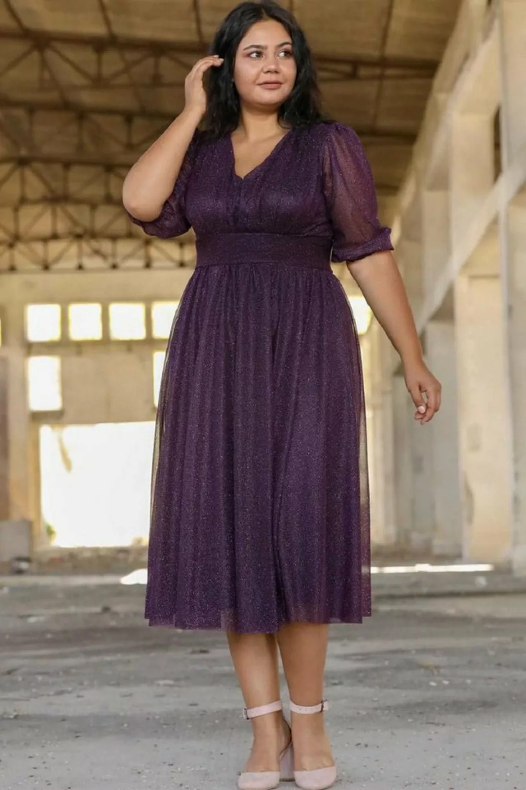 Modabout Abendkleid Damen Midikleid Sommerkleid für große Größen - NELB0553 günstig online kaufen