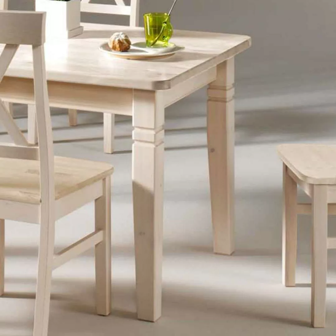 Massivholztisch in Weiß Kiefer Massivholz günstig online kaufen