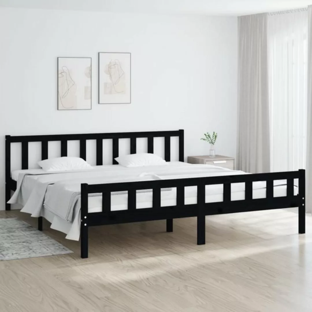 vidaXL Bettgestell Massivholzbett Schwarz 200x200 cm Bett Bettgestell Doppe günstig online kaufen