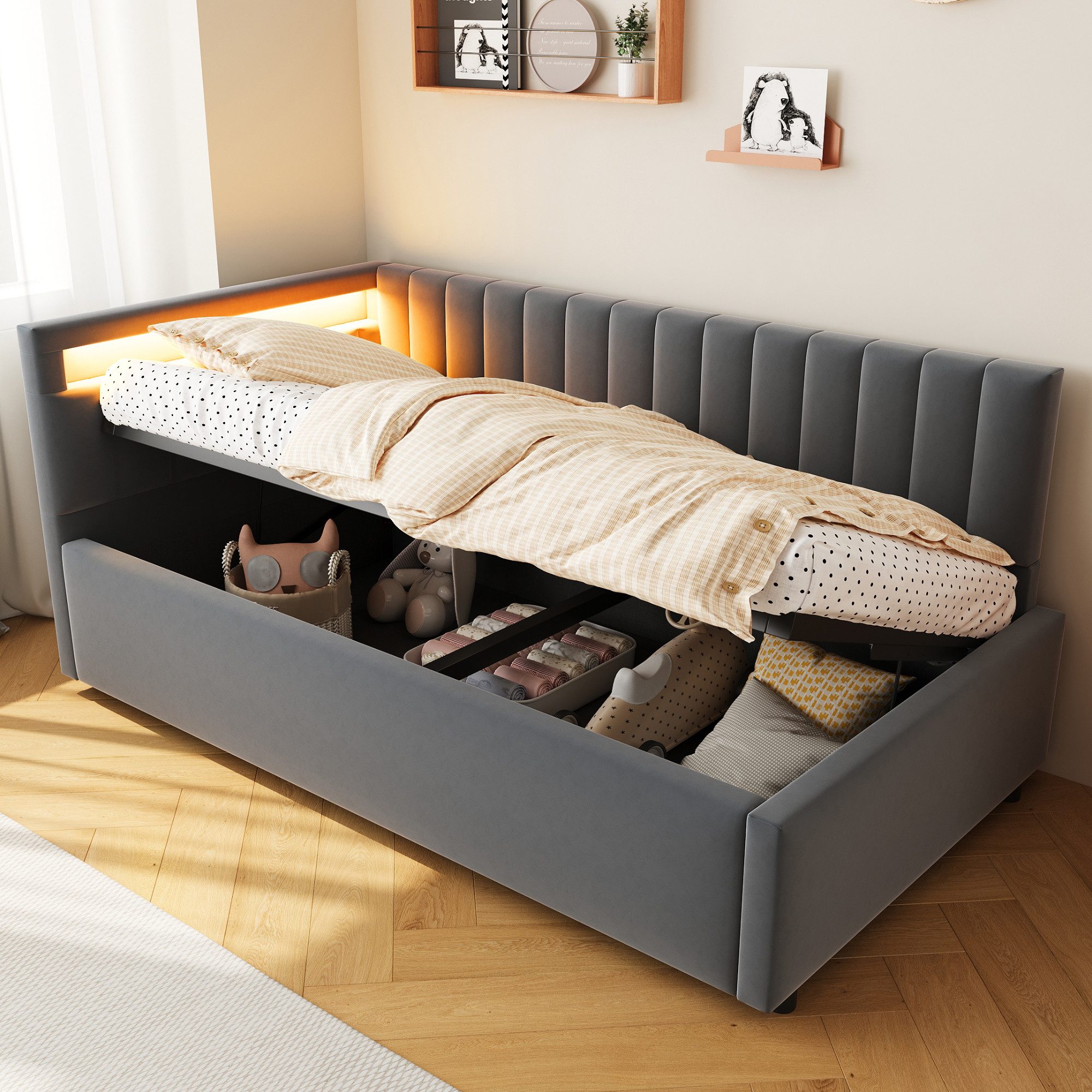 Odikalo Stauraumbett Polsterbett Schlafsofa Hydraulik Stauraum günstig online kaufen