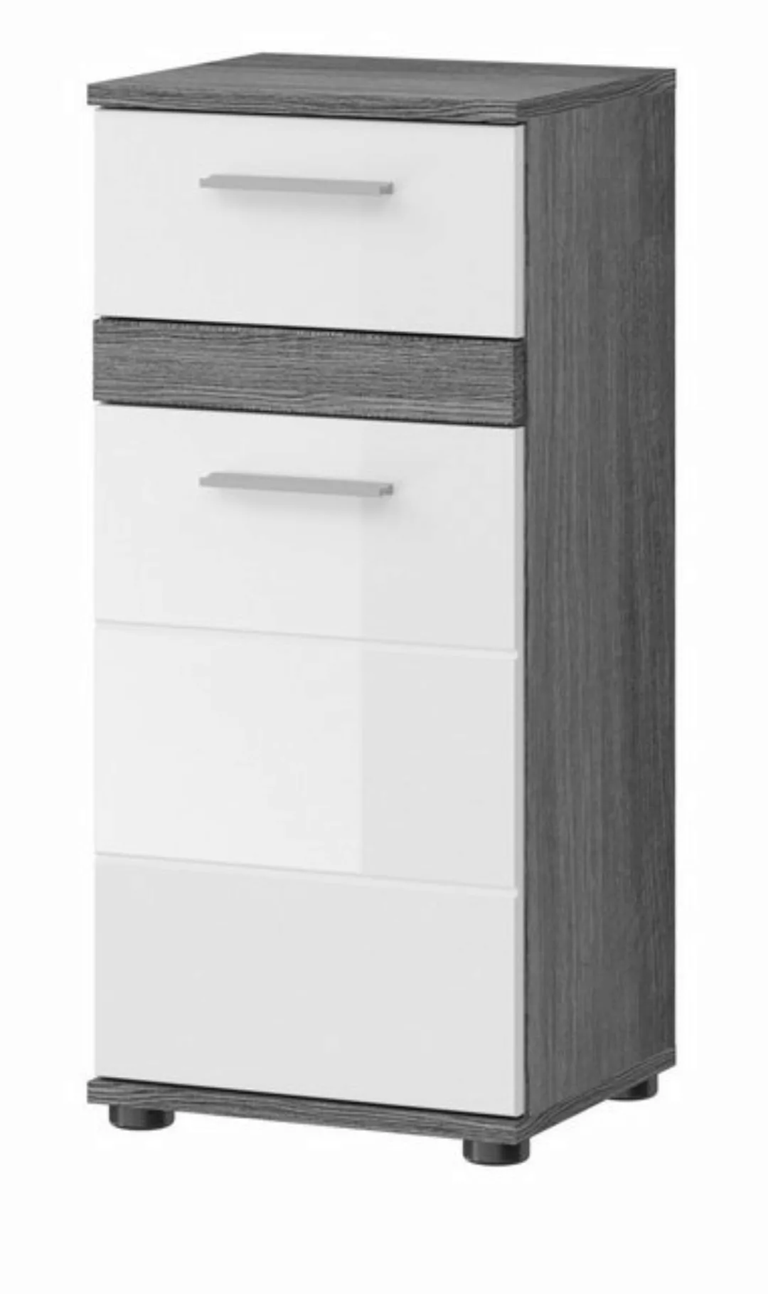 Inn.Furn Unterschrank Bailey (Badschrank in weiß Hochglanz und Rauchsilber günstig online kaufen