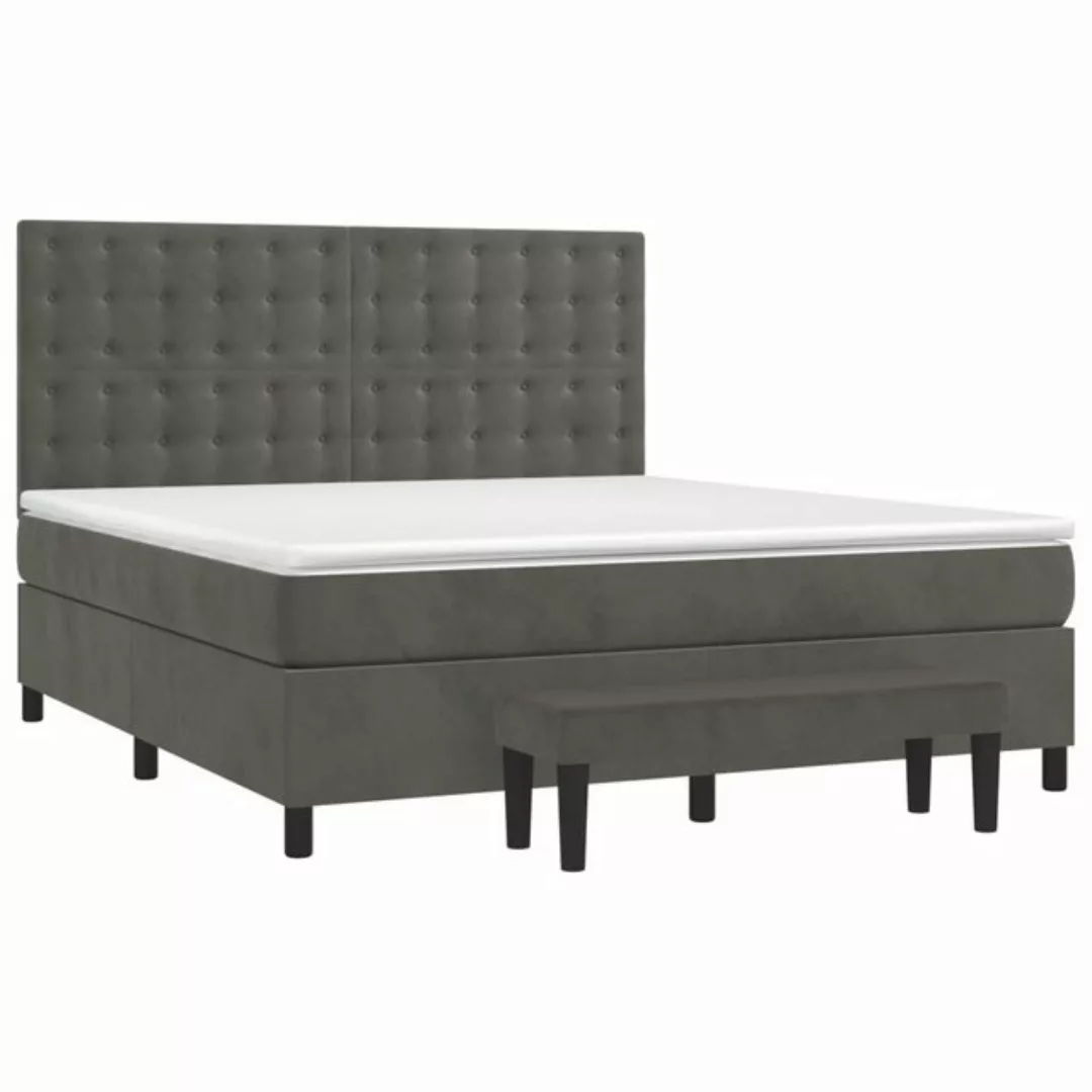 vidaXL Boxspringbett Boxspringbett mit Matratze Dunkelgrau 180x200 cm Samt günstig online kaufen