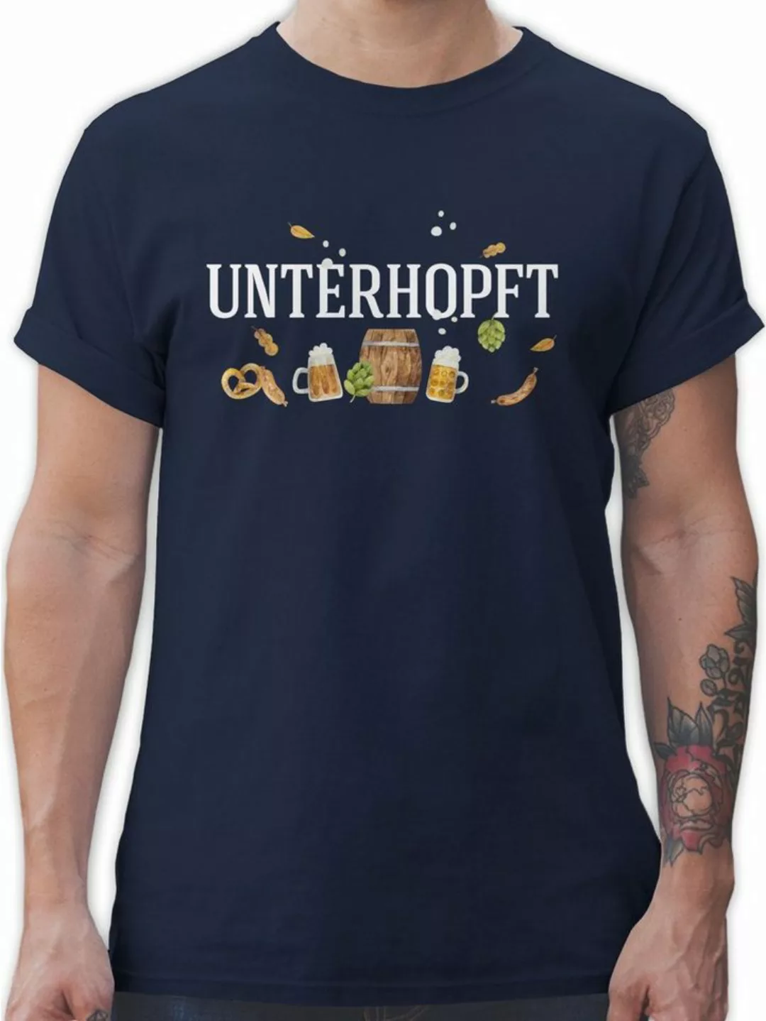 Shirtracer T-Shirt Chronisch total Unterhopft - Männertagsgeschenk Bier Bra günstig online kaufen