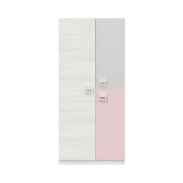 freiraum Kleiderschrank NUBE in Alpen-Weiß / Grau / Rosa - 90x200x52 (BxHxT günstig online kaufen