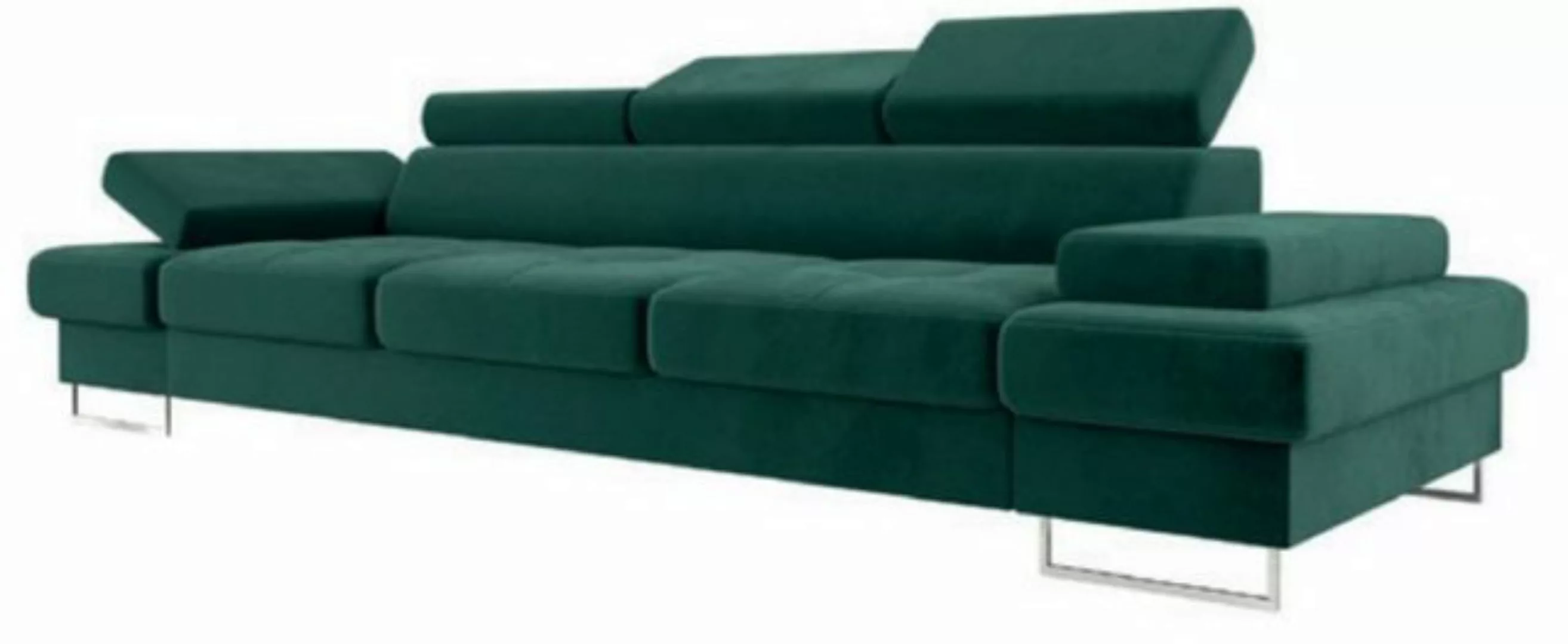 Casa Padrino Sofa Luxus Samt Sofa Grün / Silber 305 x 97 x H. 74-95 cm - Wo günstig online kaufen