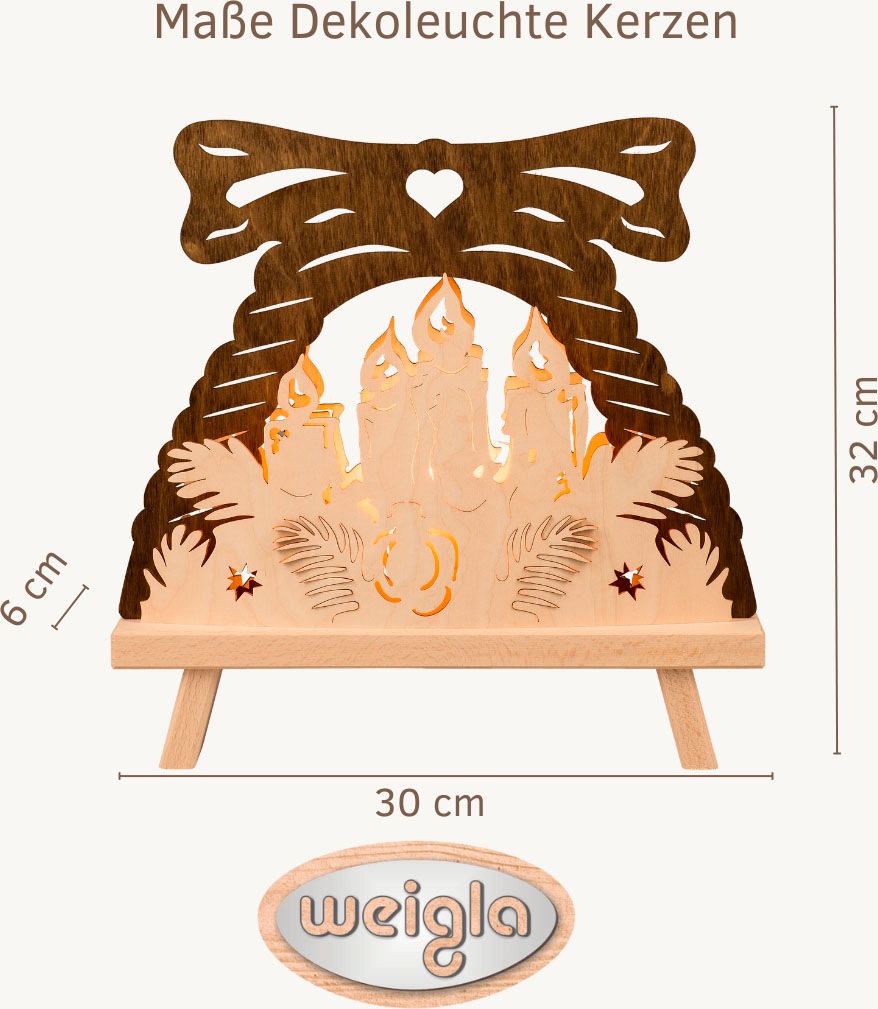 Weigla Lichterbogen »Kerzen, Dekolampe, NATUR-BRAUN,«, Erzgebirge garantier günstig online kaufen