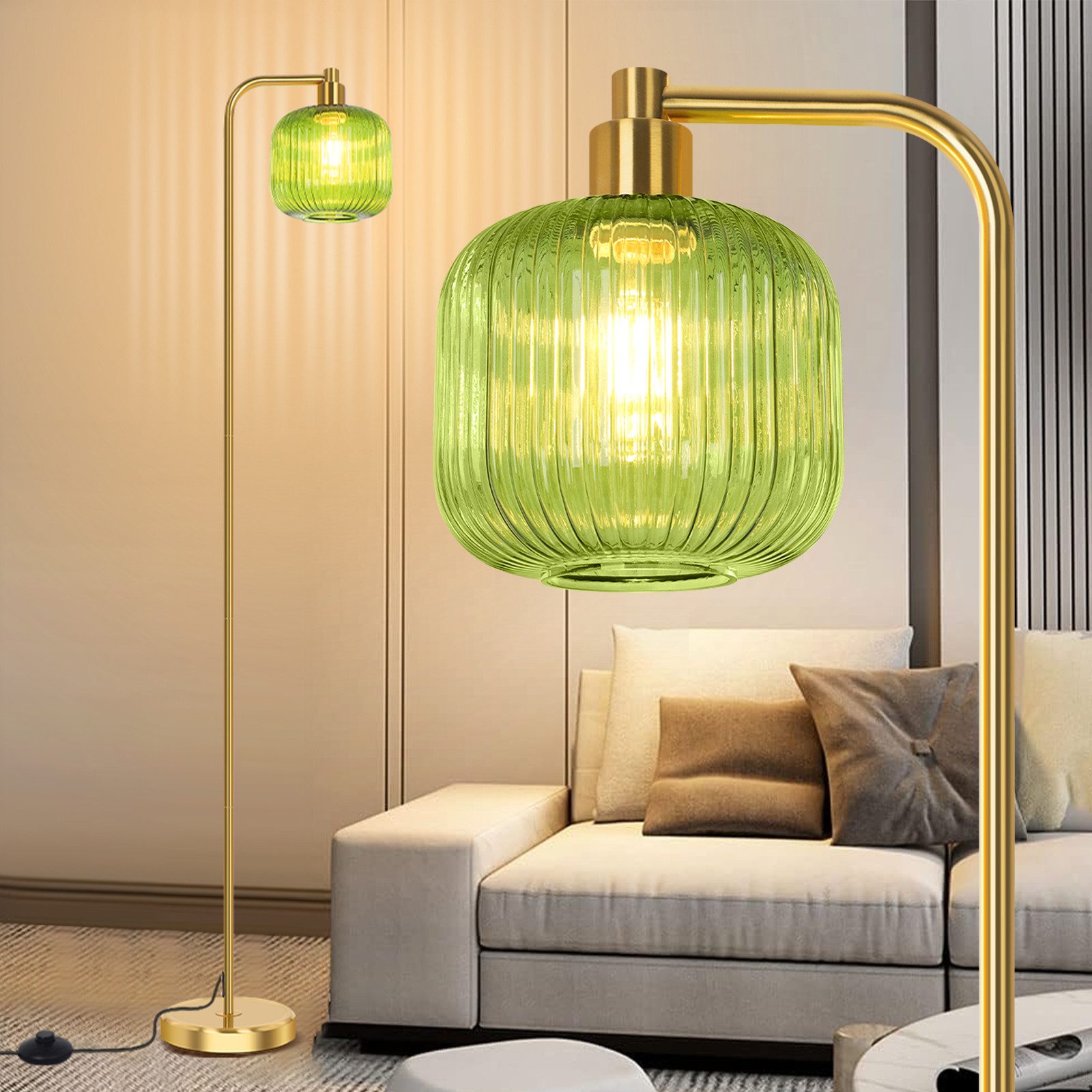 Jibenhome LED Stehlampe Glas Stehlampe Wohnzimmer,Vintage günstig online kaufen
