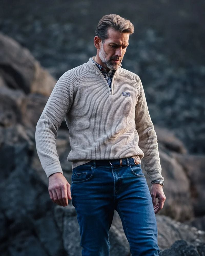 NZA Half Zip Pullover Drake Ecru - Größe M günstig online kaufen