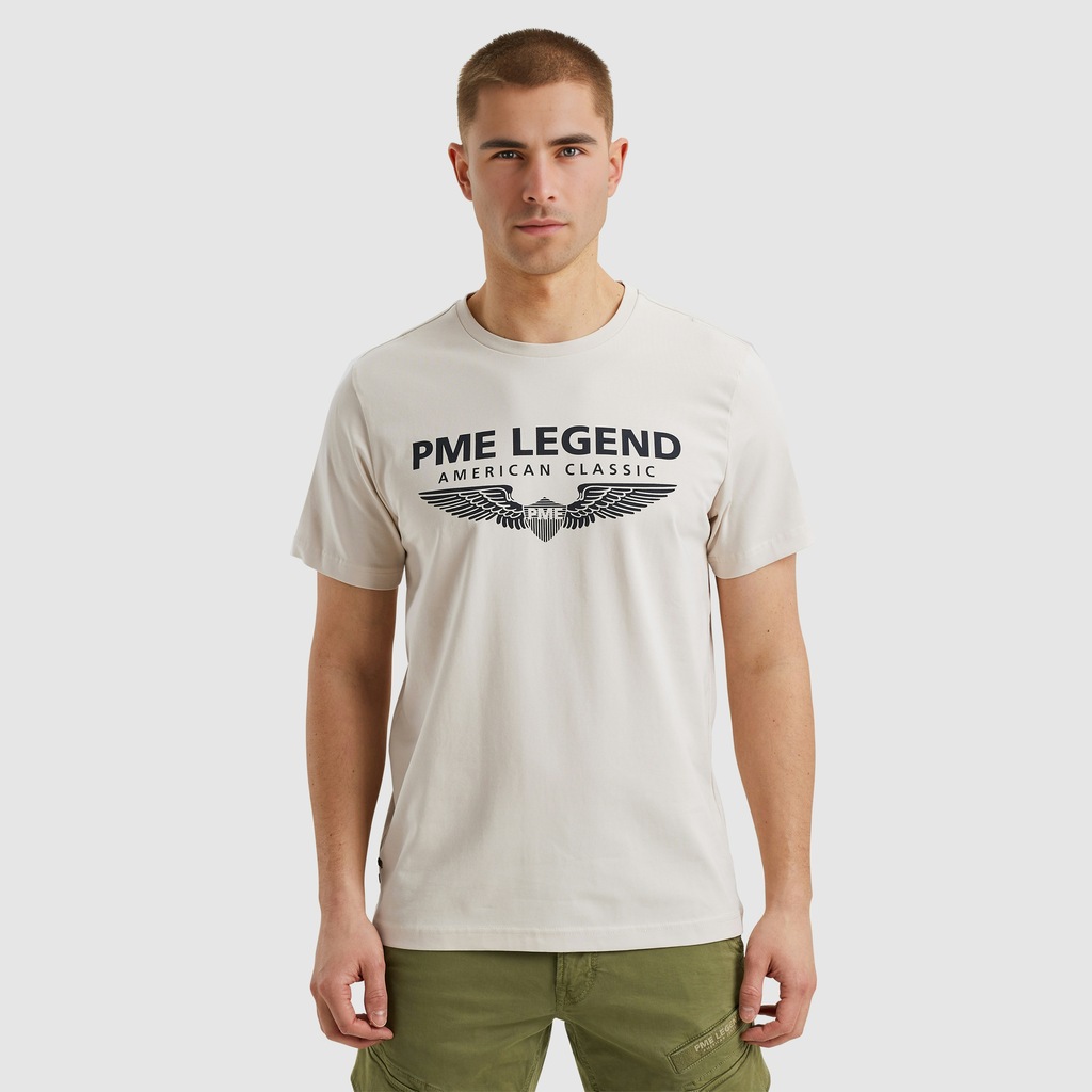 PME Legend Herren Rundhals T-Shirt R-NECK COTTON ELASTHAN LOGO - Regular Fi günstig online kaufen