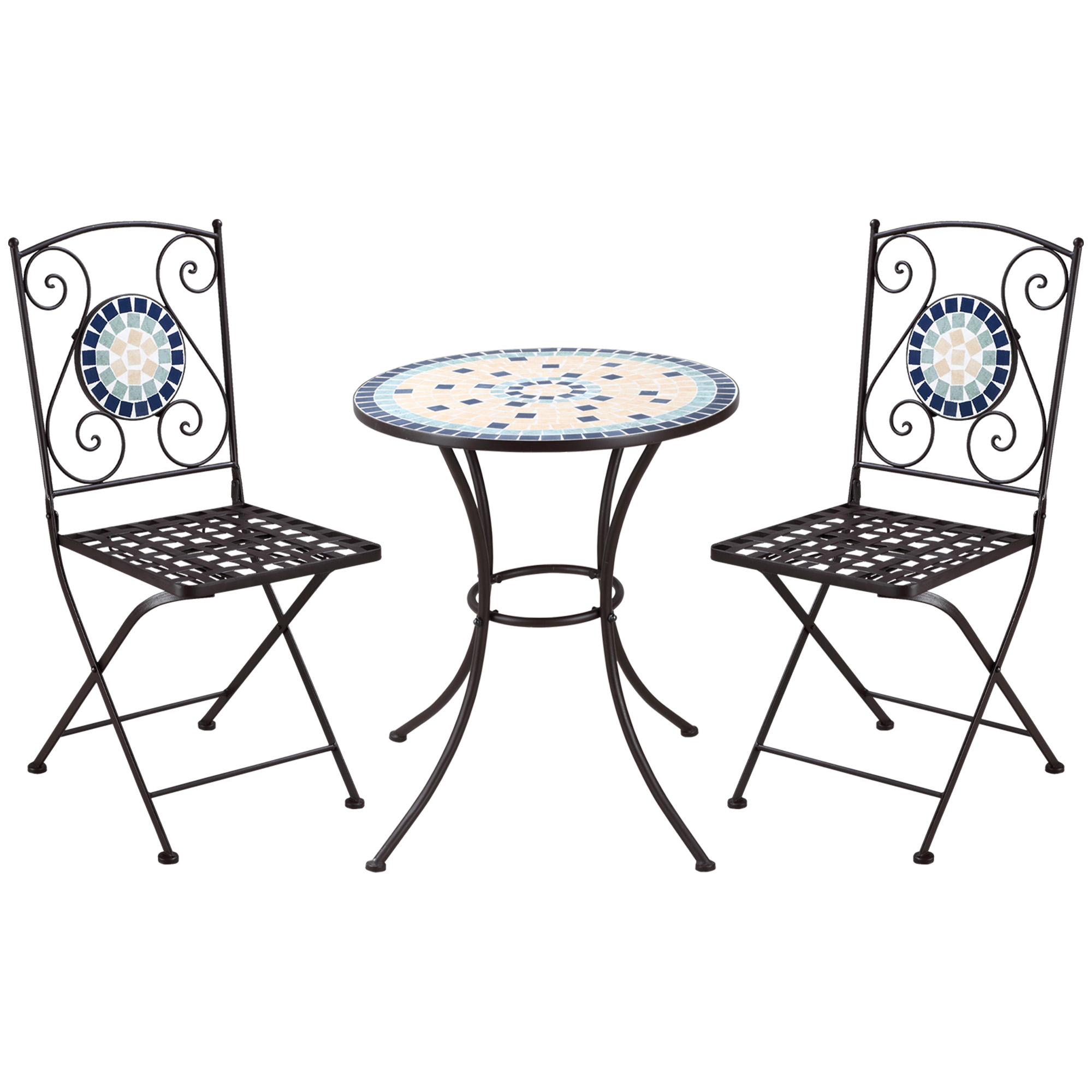 Outsunny Bistro-Set für 2 Personen im nostalgischen Design mit Mosaiksteine günstig online kaufen