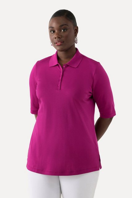 Ulla Popken T-Shirt Poloshirt Classic Polokragen Halbarm Pima Cotton günstig online kaufen