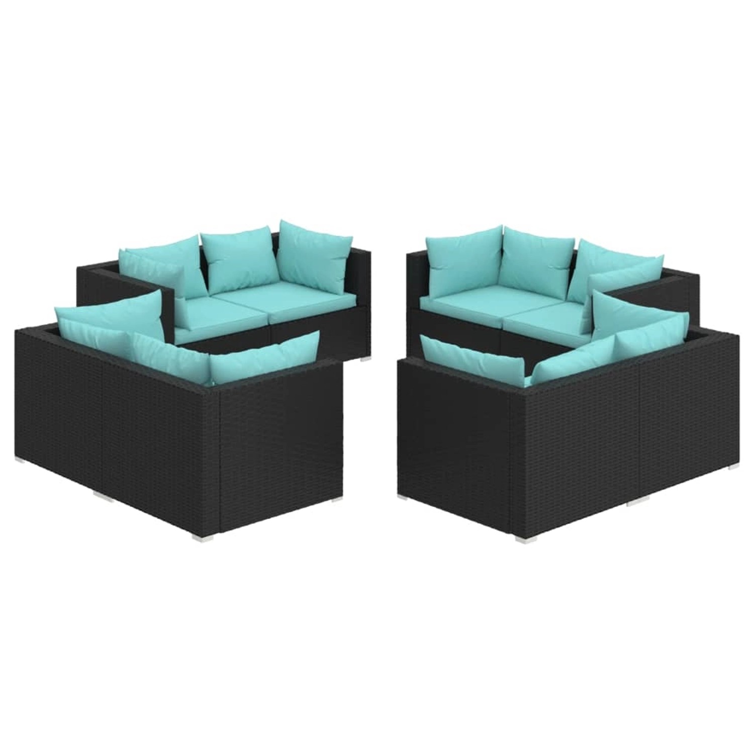 Vidaxl 8-tlg. Garten-lounge-set Mit Kissen Poly Rattan Schwarz günstig online kaufen