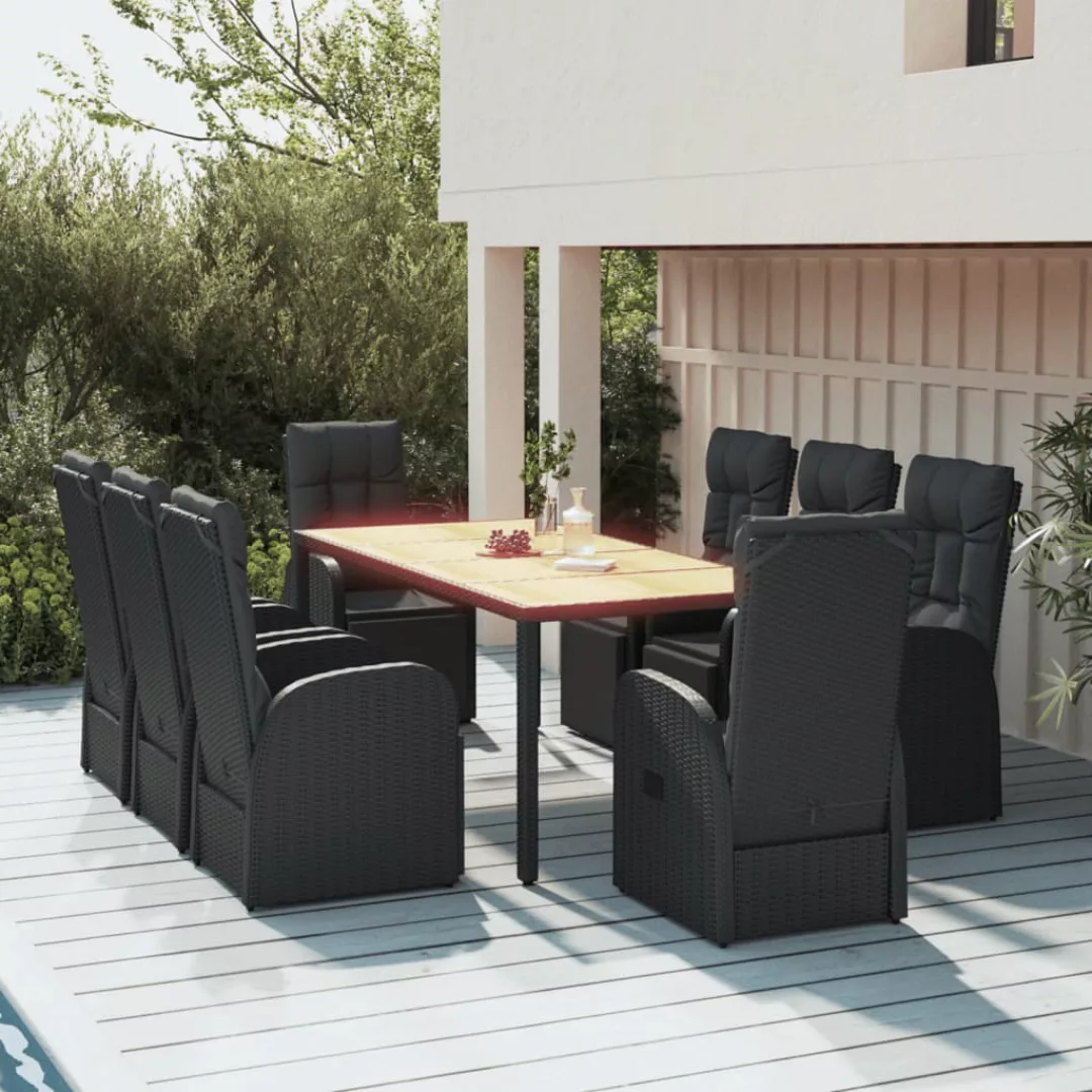 Vidaxl 9-tlg. Garten-essgruppe Schwarz Poly Rattan & Massivholz Akazie günstig online kaufen