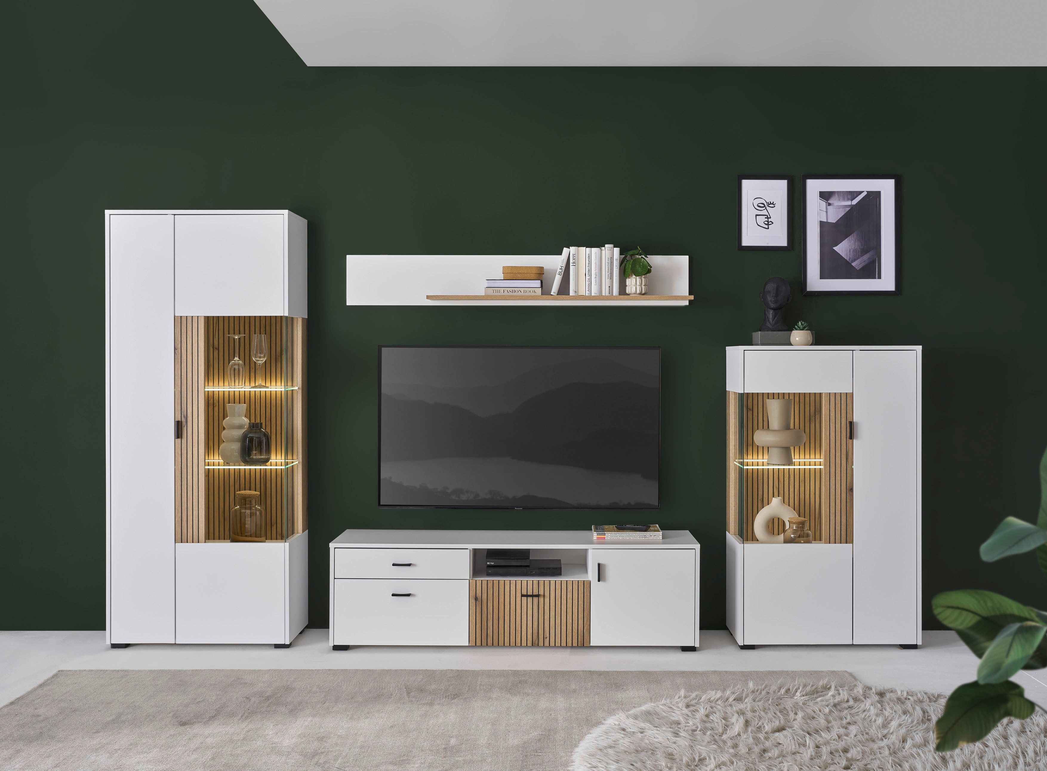 INOSIGN Wohnwand "HUDSON", (Set, 4 St.), mit moderner Rillenoptik, Griffe a günstig online kaufen