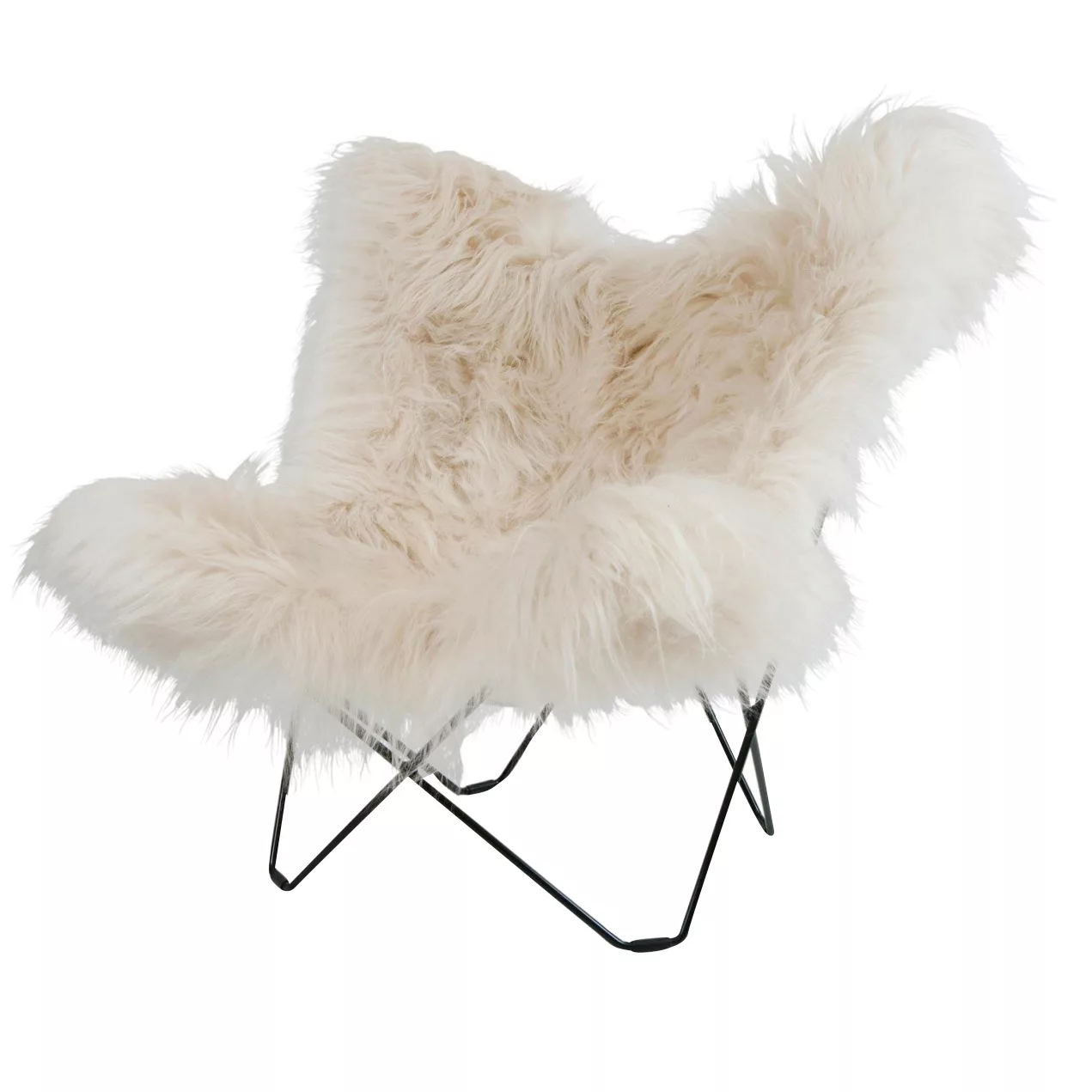 cuero - Iceland Mariposa Butterfly Chair Sessel - weiß/Island Lammfell Wild günstig online kaufen