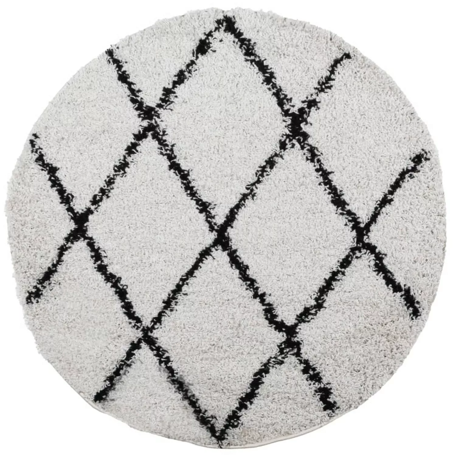 vidaXL Teppich Shaggy Hochflor Modern Creme Und Schwarz  100 Cm 1956597 günstig online kaufen