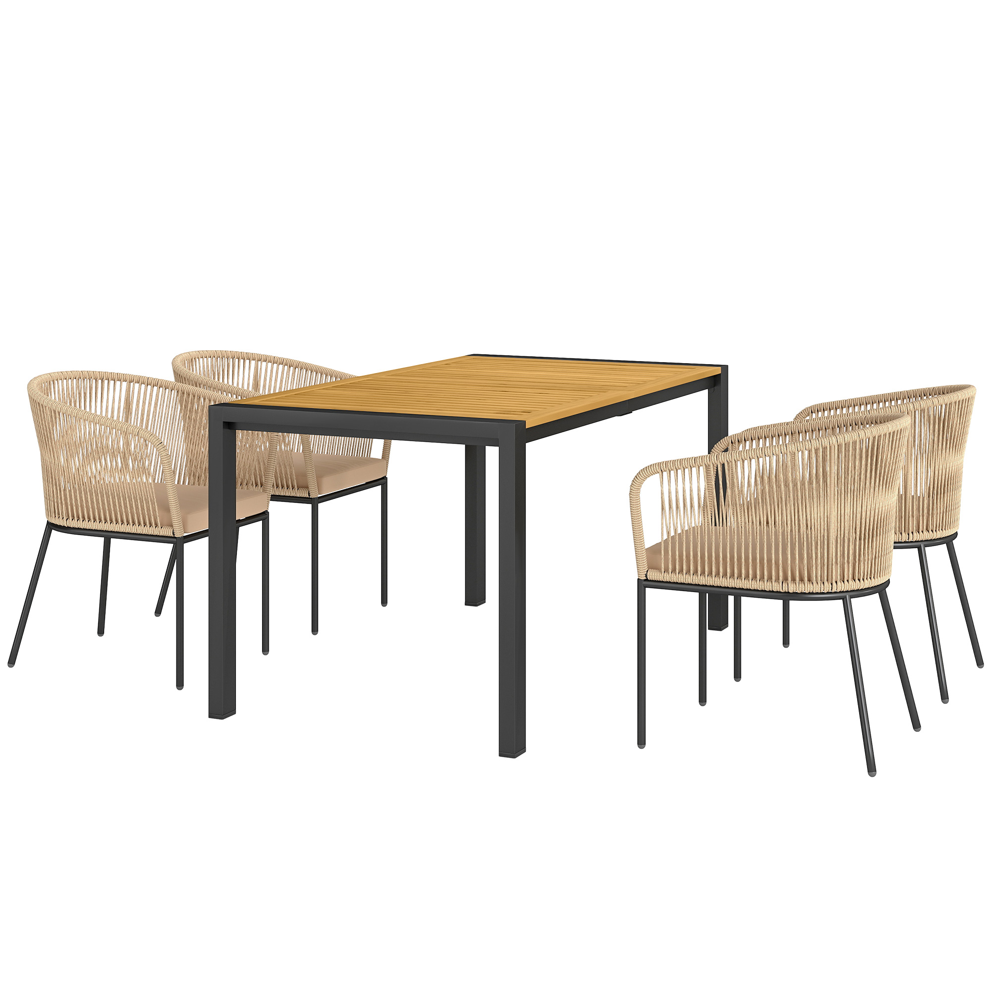 Outsunny 5-teiliges Polyrattan Gartenmöbel-Set für 4 Personen, wetterfest B günstig online kaufen