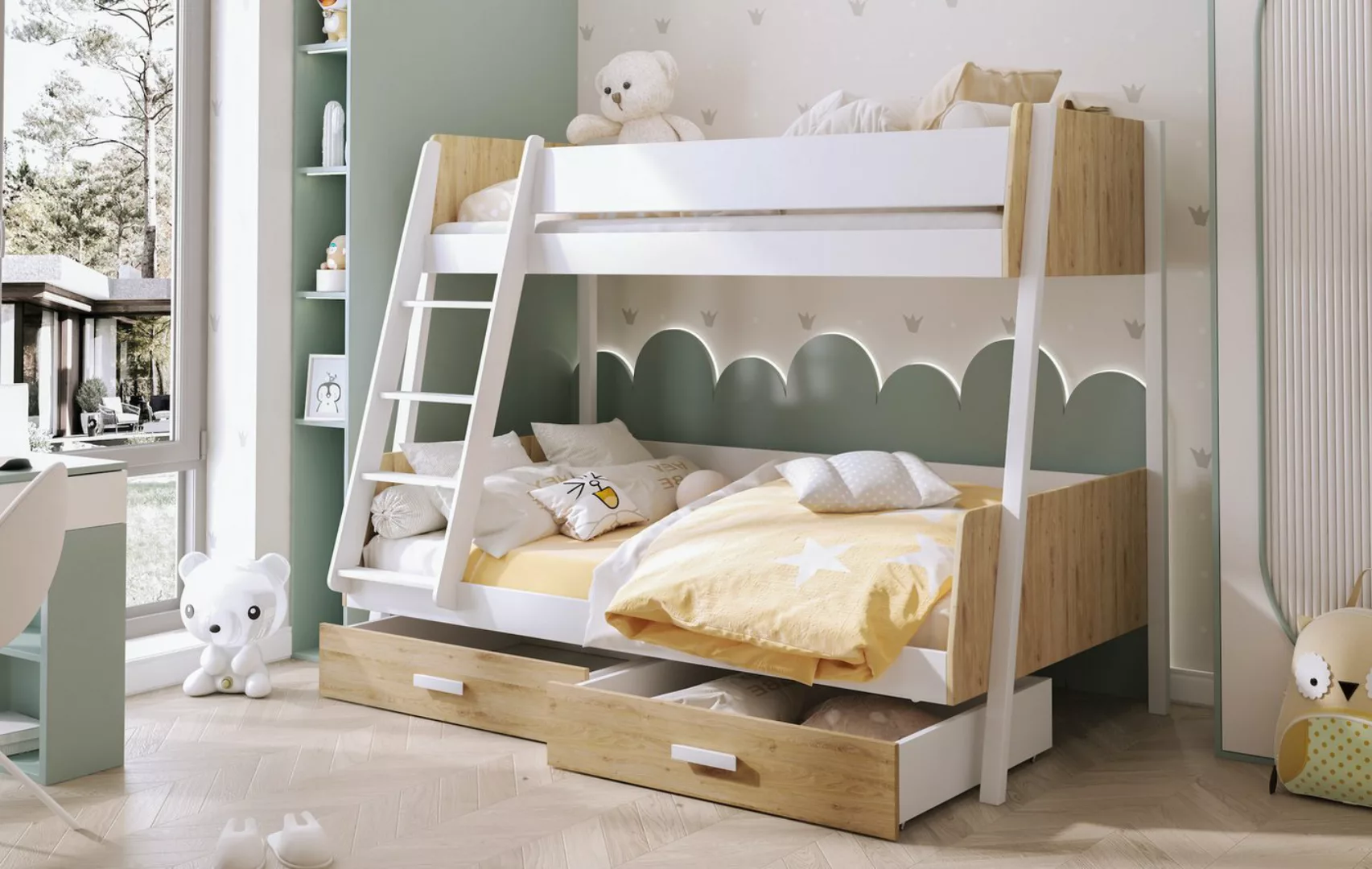 Deine Möbel 24 Etagenbett Etagenbett Kinderbett MATTHIAS für 2 Kinder mit T günstig online kaufen