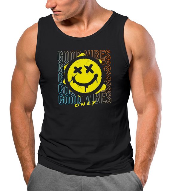 Neverless Tanktop Herren Tank-Top Smiling Face Good Vibes Print Aufdruck Be günstig online kaufen