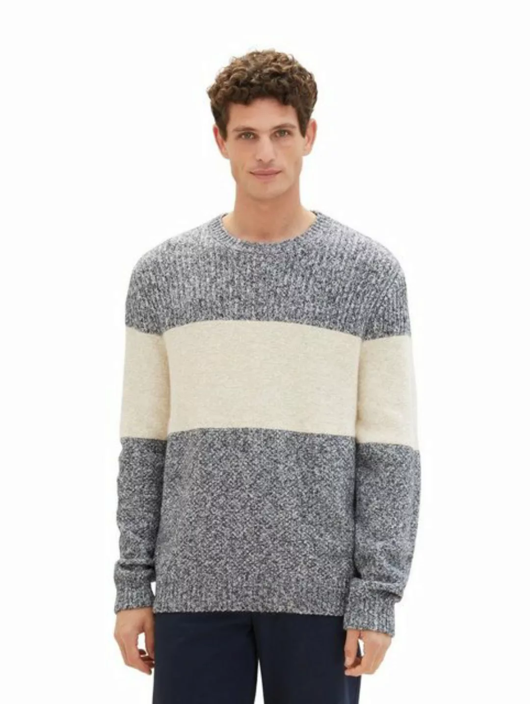 Tom Tailor Herren Rundhals Pullover STRUCTURED KNIT - Regular Fit günstig online kaufen