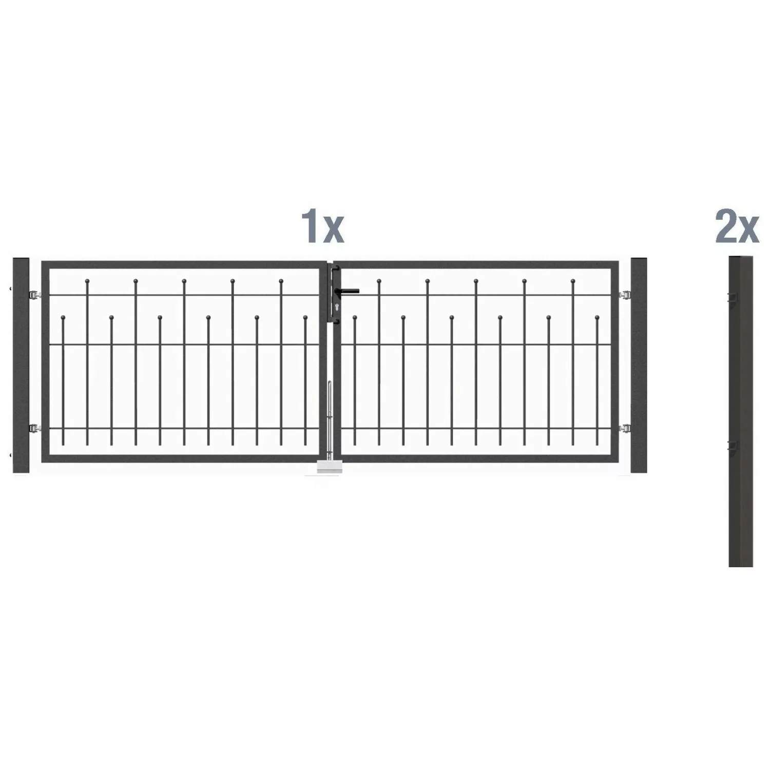 Metallzaun Doppeltor-Set Madrid Anthrazit z. Einbetonieren 80 cm x 300 cm günstig online kaufen