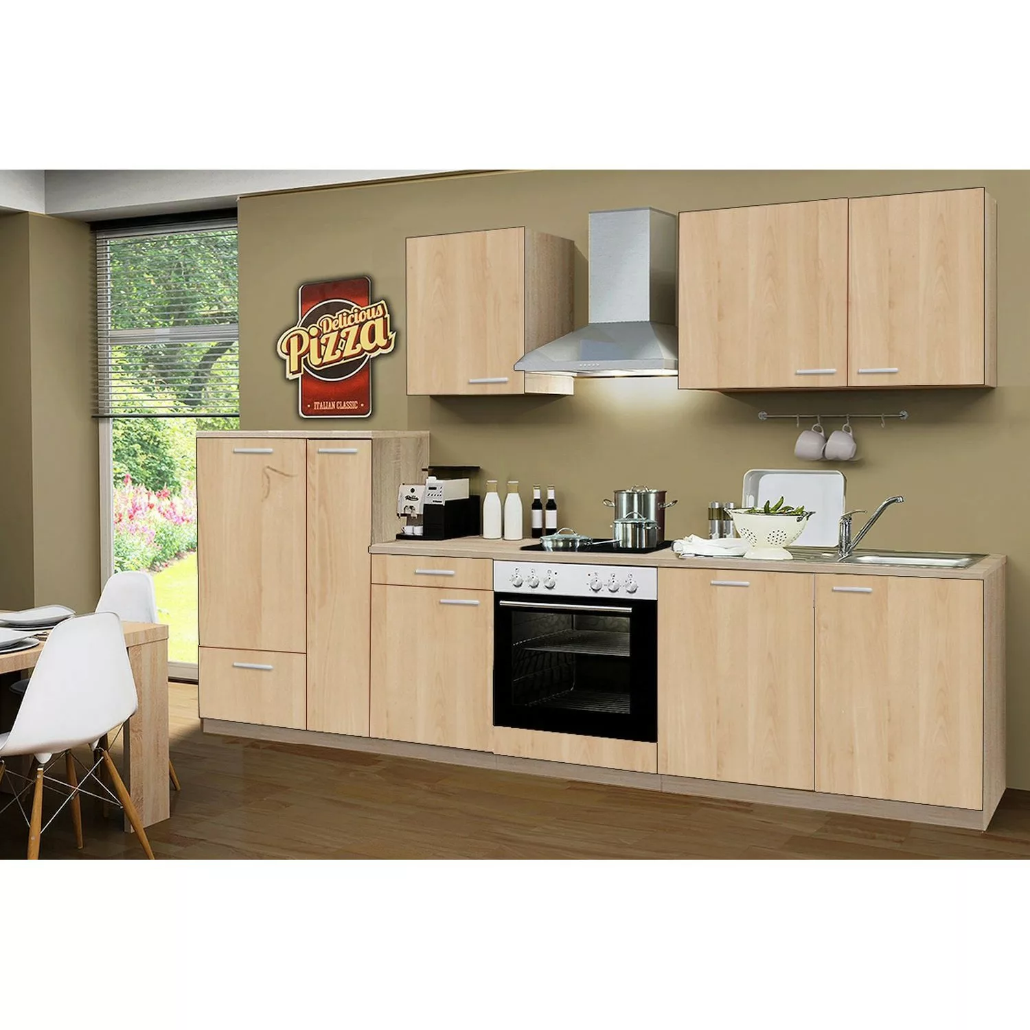 Menke Küchenzeile Classic 310  cm Sonoma-Eiche Nachbildung günstig online kaufen