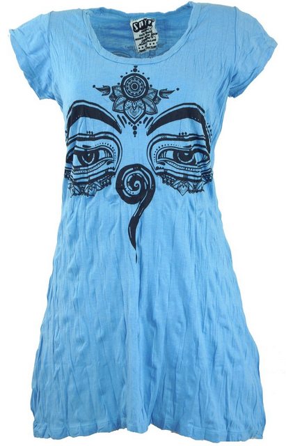 Guru-Shop T-Shirt Sure Long Shirt, Minikleid Buddhas Augen -.. Festival, Go günstig online kaufen