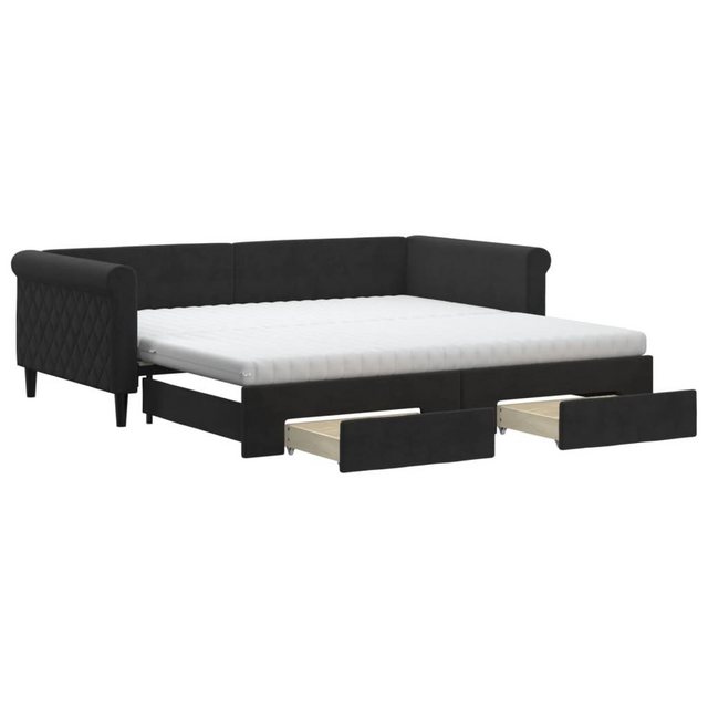 vidaXL Bett Tagesbett Ausziehbar mit Schubladen Schwarz 100x200 cm Samt günstig online kaufen