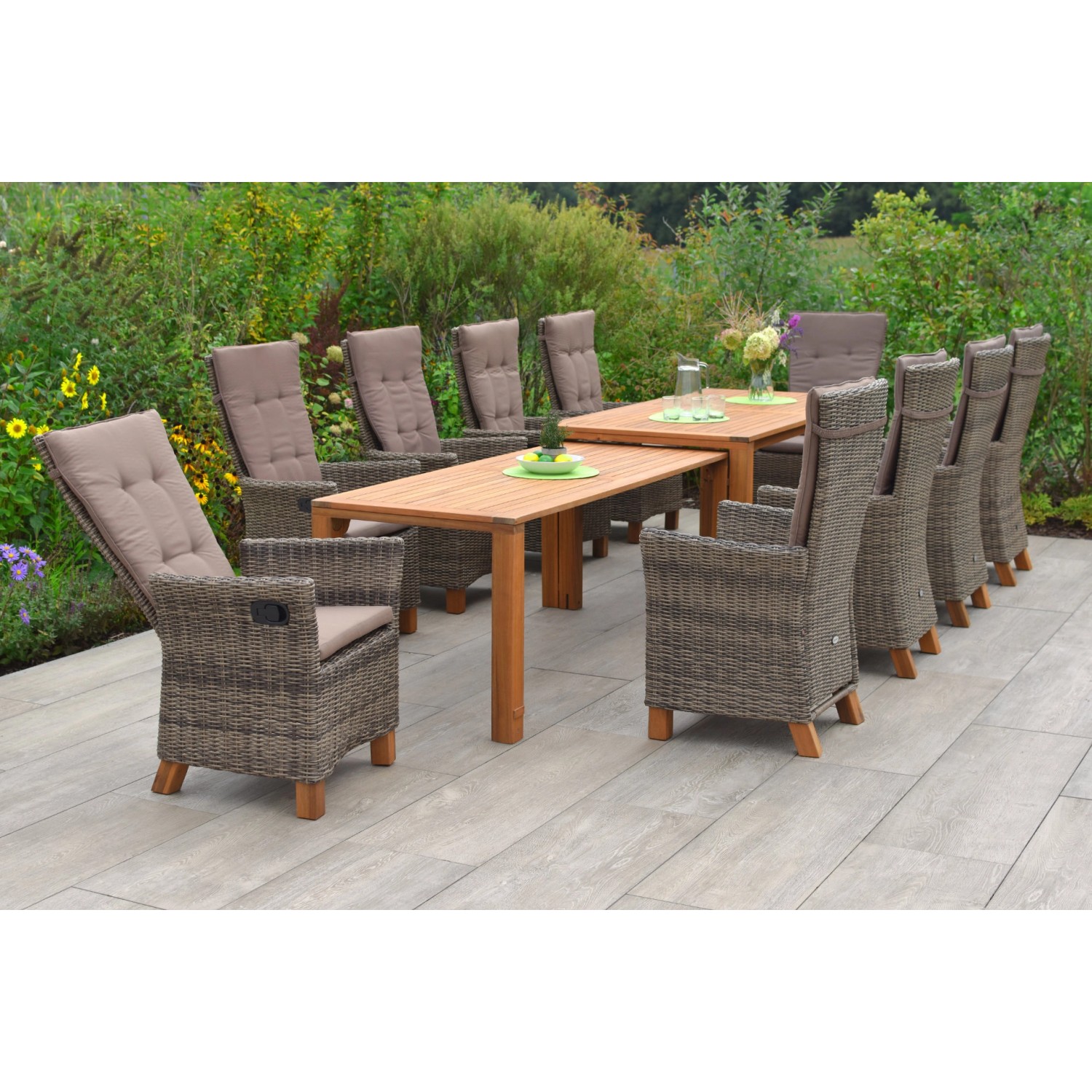 Merxx Toskana Set 11-tlg. 10 Sessel Flex-Gartentisch Ausziehbar günstig online kaufen