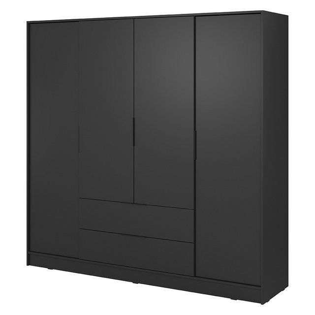 Lomadox Kleiderschrank KNOCK-160 in schwarz, 4 Türen, 2 Schubkästen, 206 cm günstig online kaufen