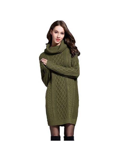 KIKI Strickkleid Damen Pulloverkleid Einfarbiger Rollkragenpulli Langarm kl günstig online kaufen