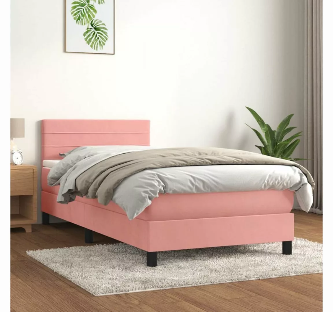 vidaXL Boxspringbett Bett Boxspringbett mit Matratze Samt (90 x 190 cm, Ros günstig online kaufen