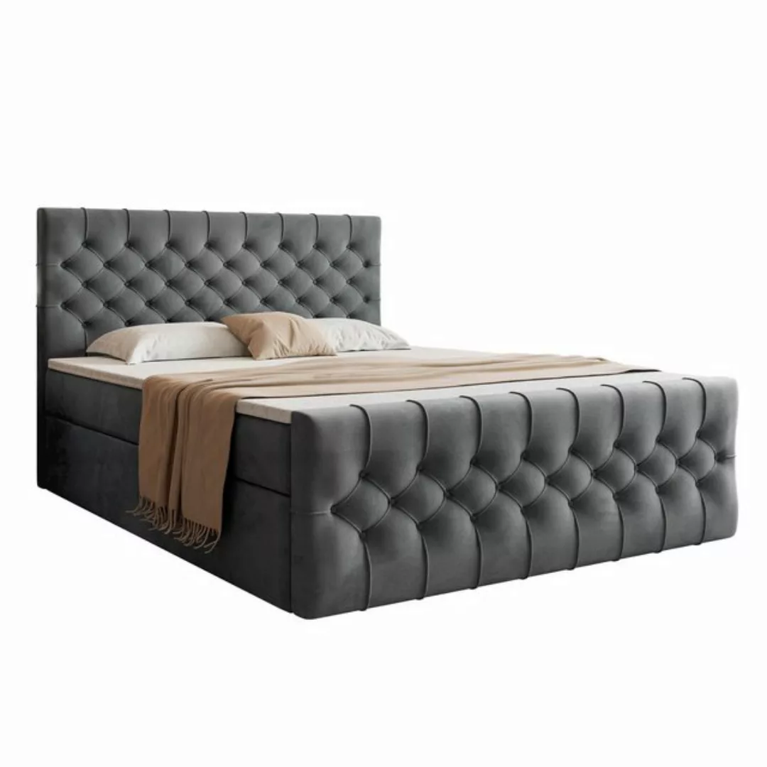 VIVENTE Möbel Boxspringbett OXFORD eleganter Samt Bezugstoff MAGIC VELVET C günstig online kaufen