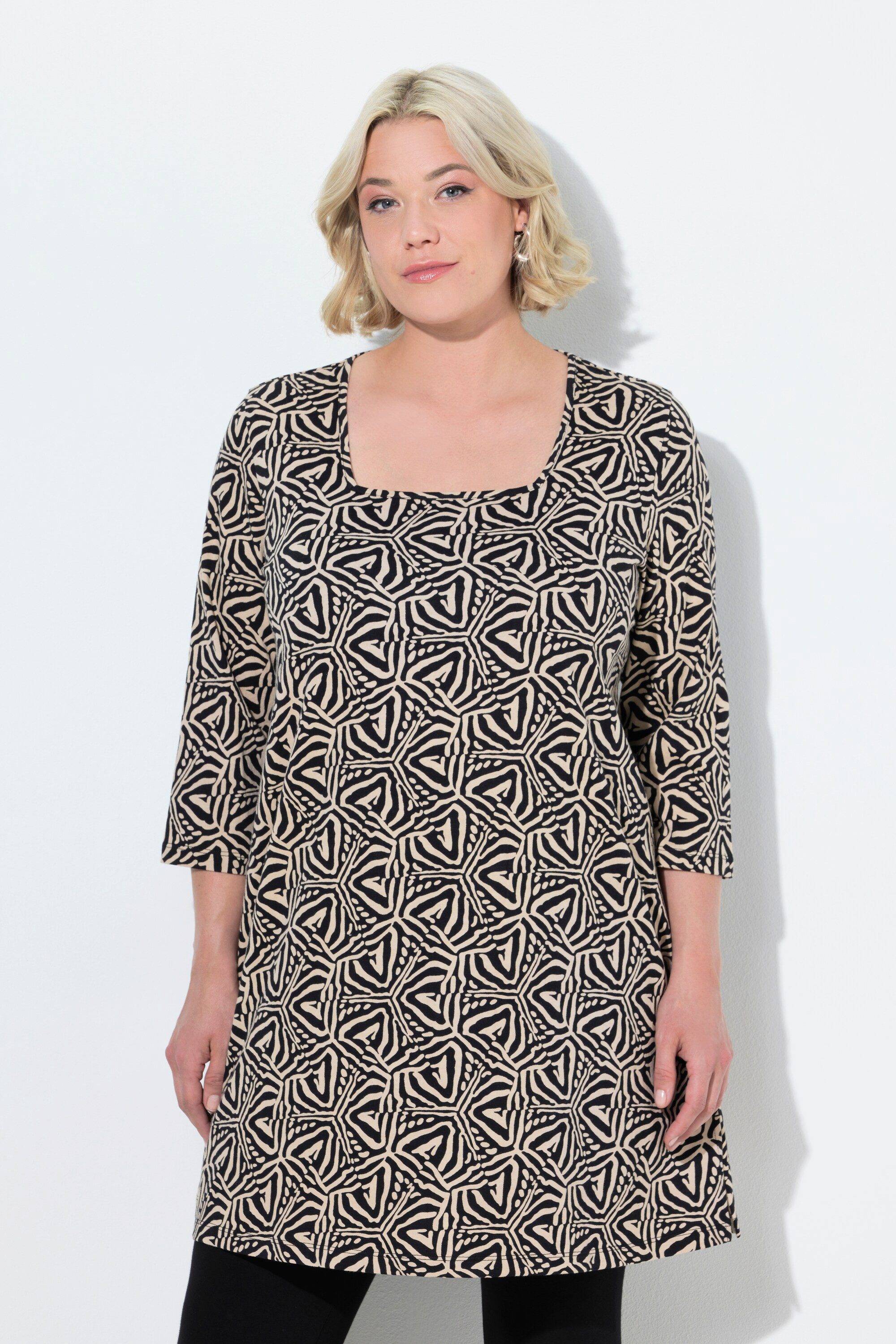Ulla Popken Longshirt Longshirt A-Linie Carré-Ausschnitt günstig online kaufen