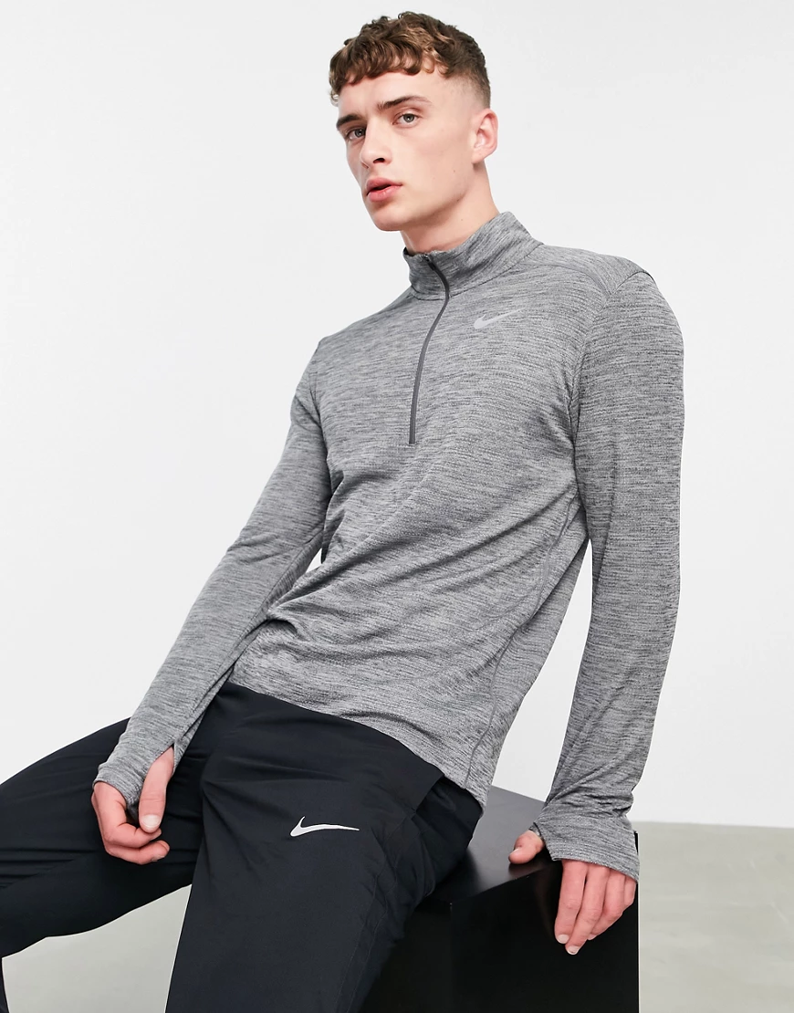Nike Running – Pacer Dri-FIT – Sweatshirt in Kalkgrau mit halbem Reißversch günstig online kaufen