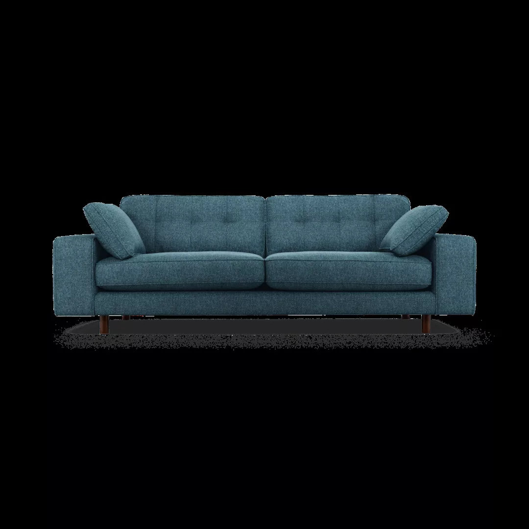 Content by Terence Conran Tobias, 3-Sitzer Sofa, Aegaeisblau, dunkle Holzbe günstig online kaufen