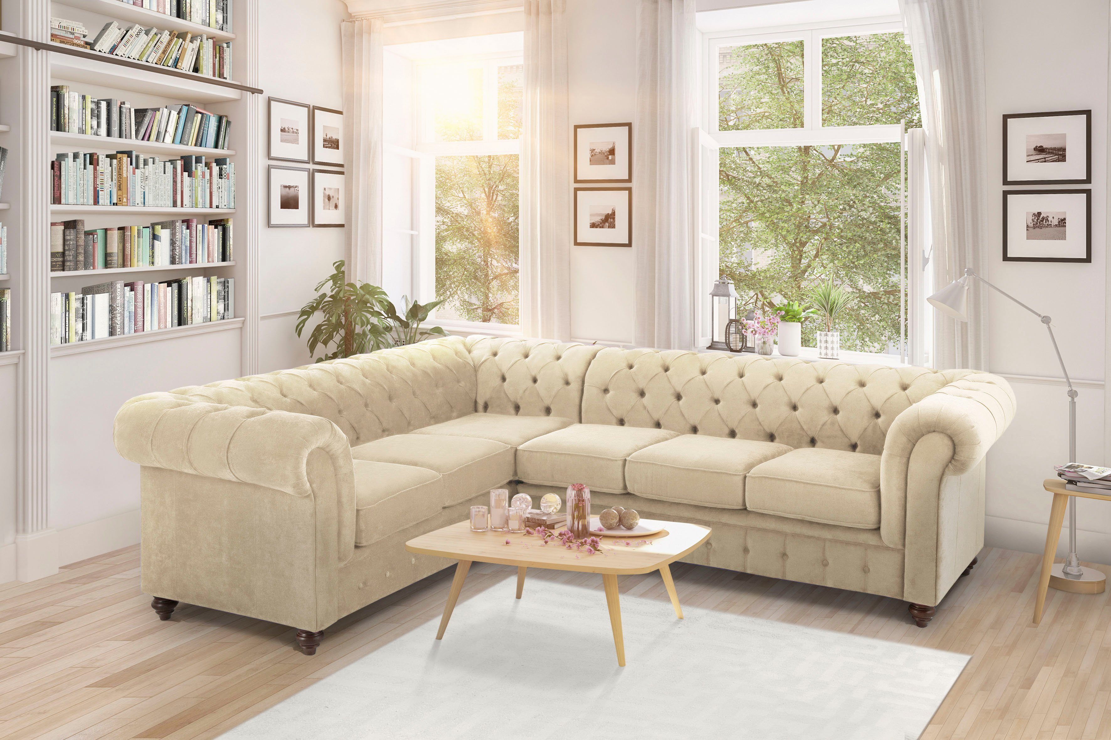 Home affaire Chesterfield-Sofa "Duc Ecksofa L-Form", hochwertige Knopfheftu günstig online kaufen