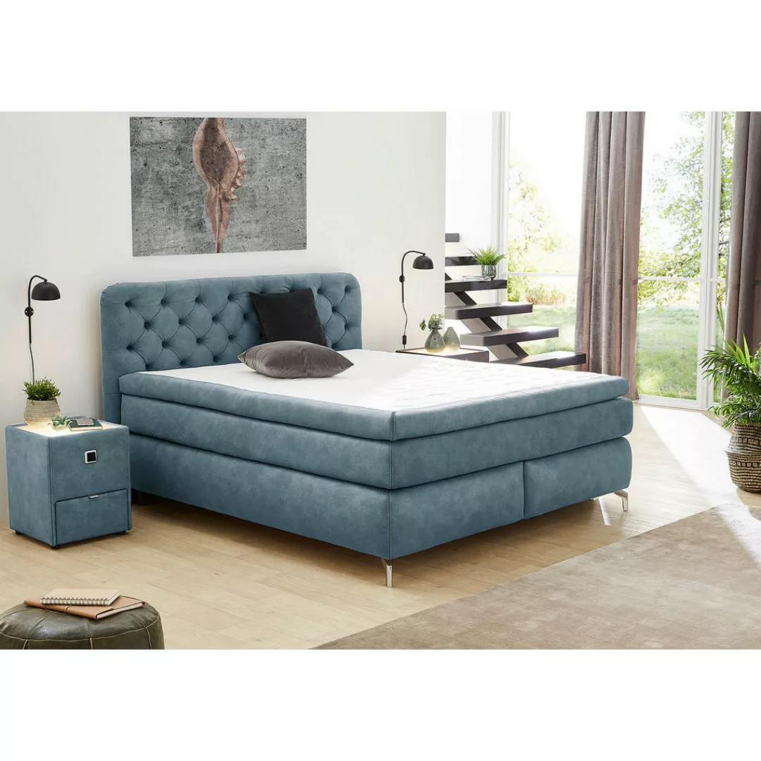 Boxspringbett  blau Liegefläche B/L: ca. 180x200 cm günstig online kaufen