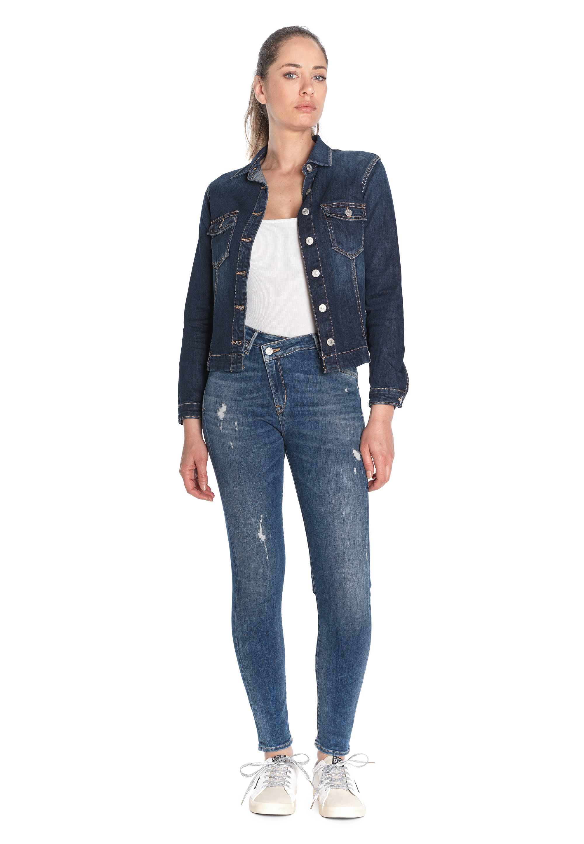 Le Temps Des Cerises Slim-fit-Jeans "POWERHIC", mit asymmetrischer Knopfpar günstig online kaufen
